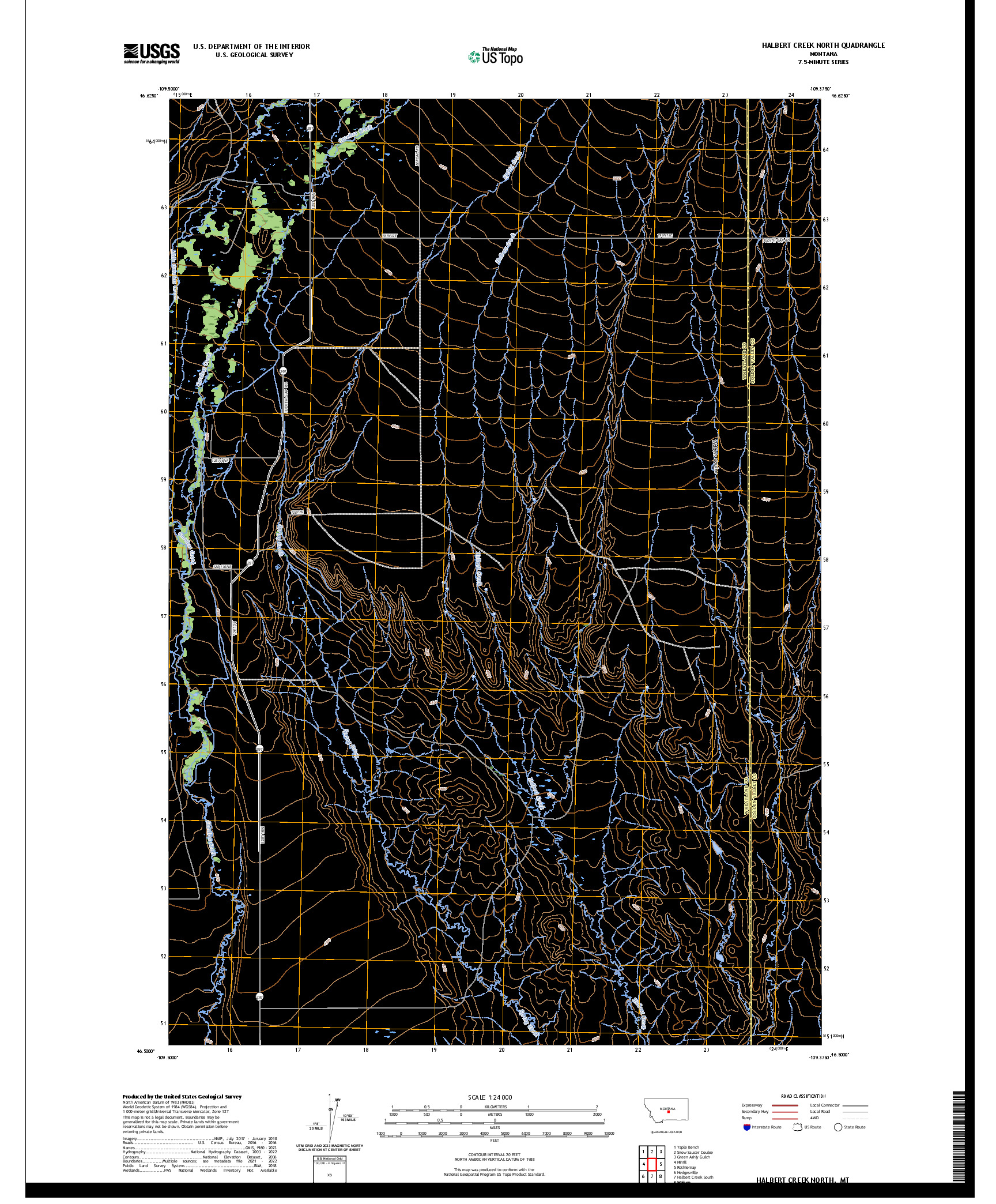 US TOPO 7.5-MINUTE MAP FOR HALBERT CREEK NORTH, MT