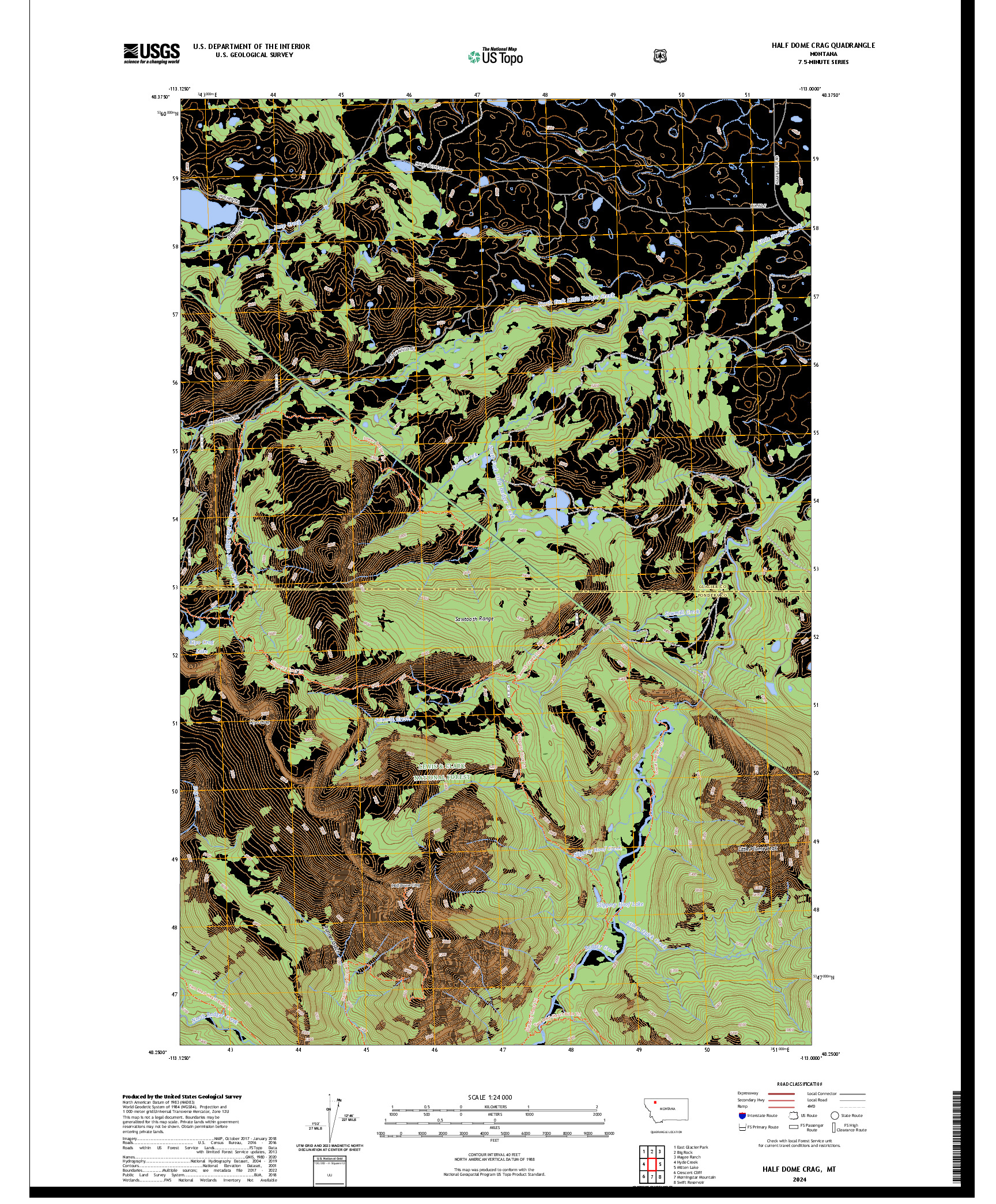 US TOPO 7.5-MINUTE MAP FOR HALF DOME CRAG, MT