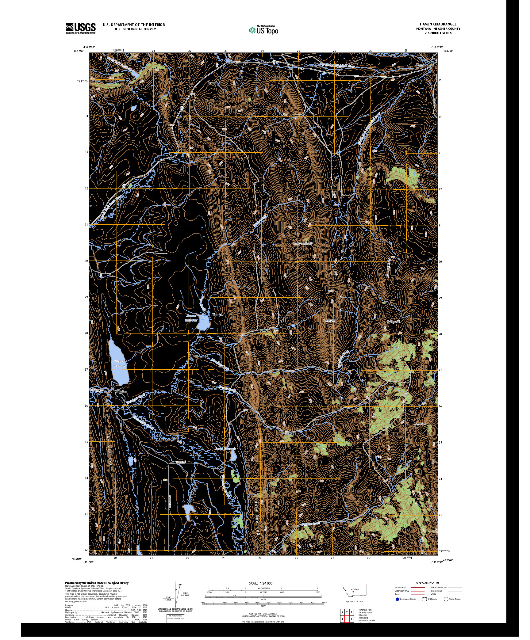 US TOPO 7.5-MINUTE MAP FOR HAMEN, MT