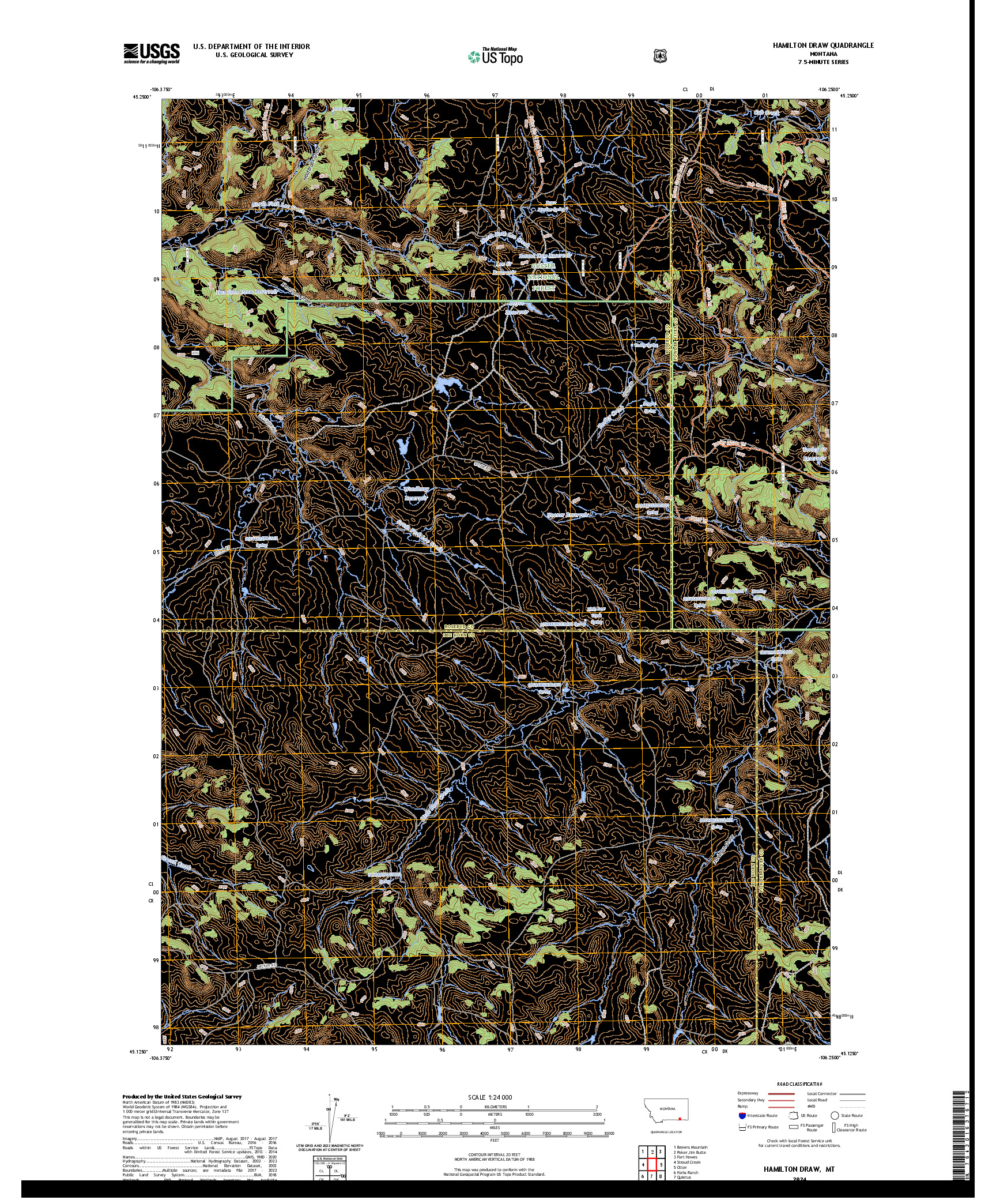 US TOPO 7.5-MINUTE MAP FOR HAMILTON DRAW, MT