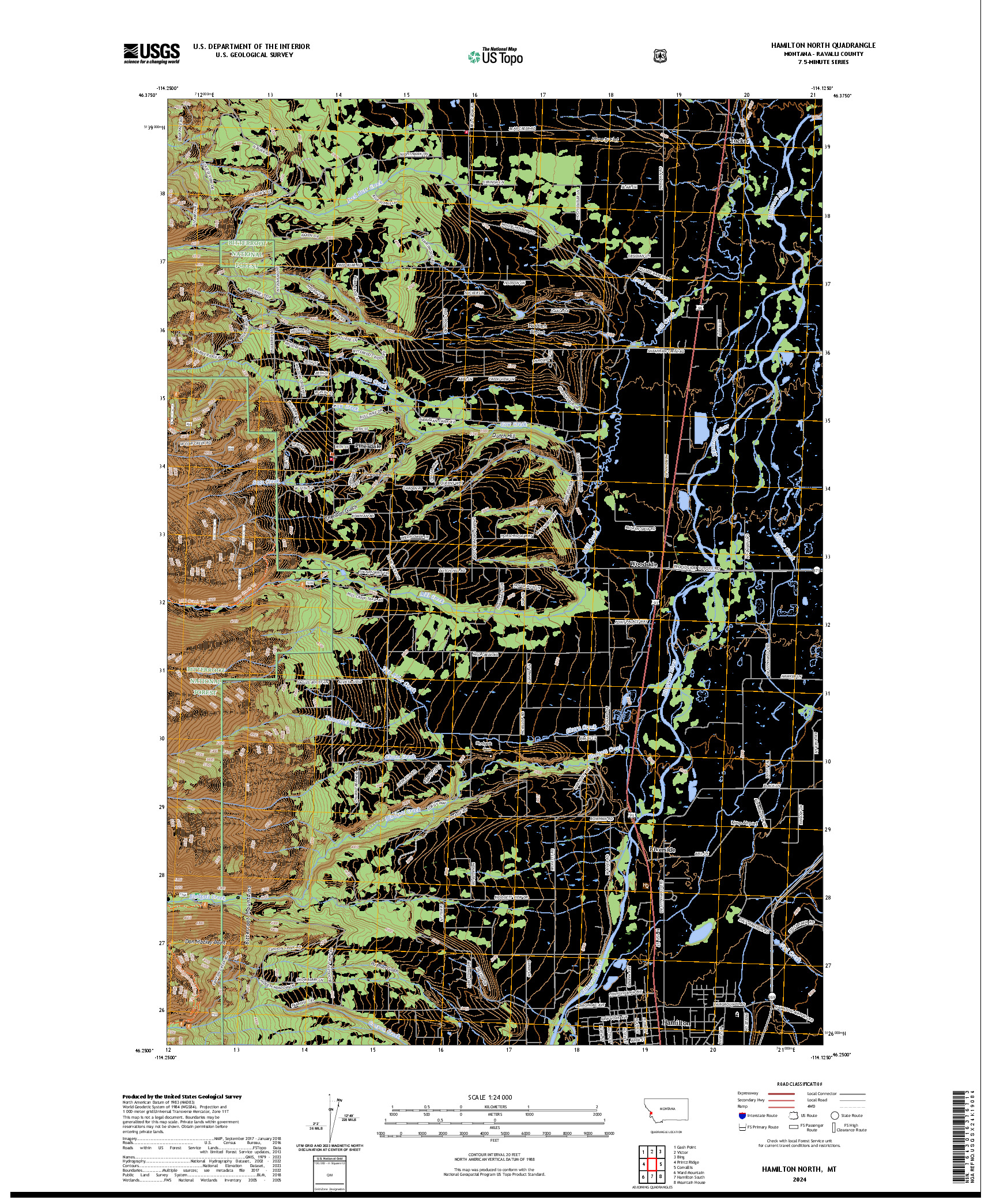 US TOPO 7.5-MINUTE MAP FOR HAMILTON NORTH, MT