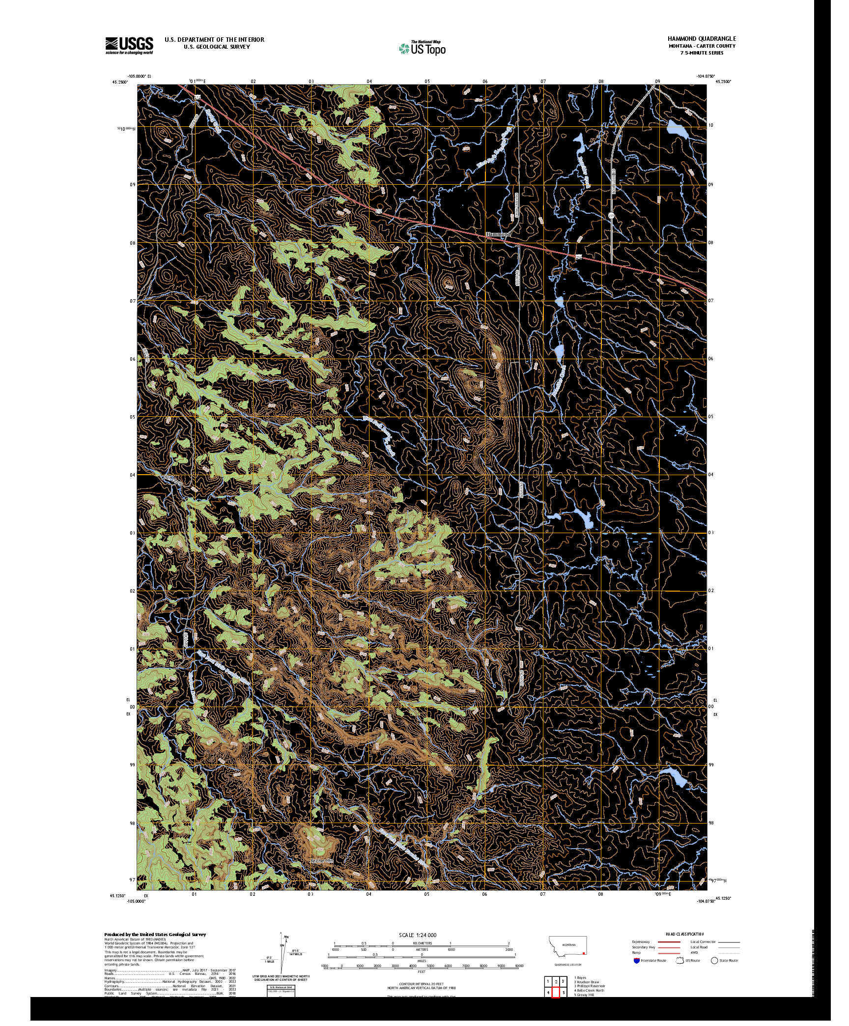 US TOPO 7.5-MINUTE MAP FOR HAMMOND, MT
