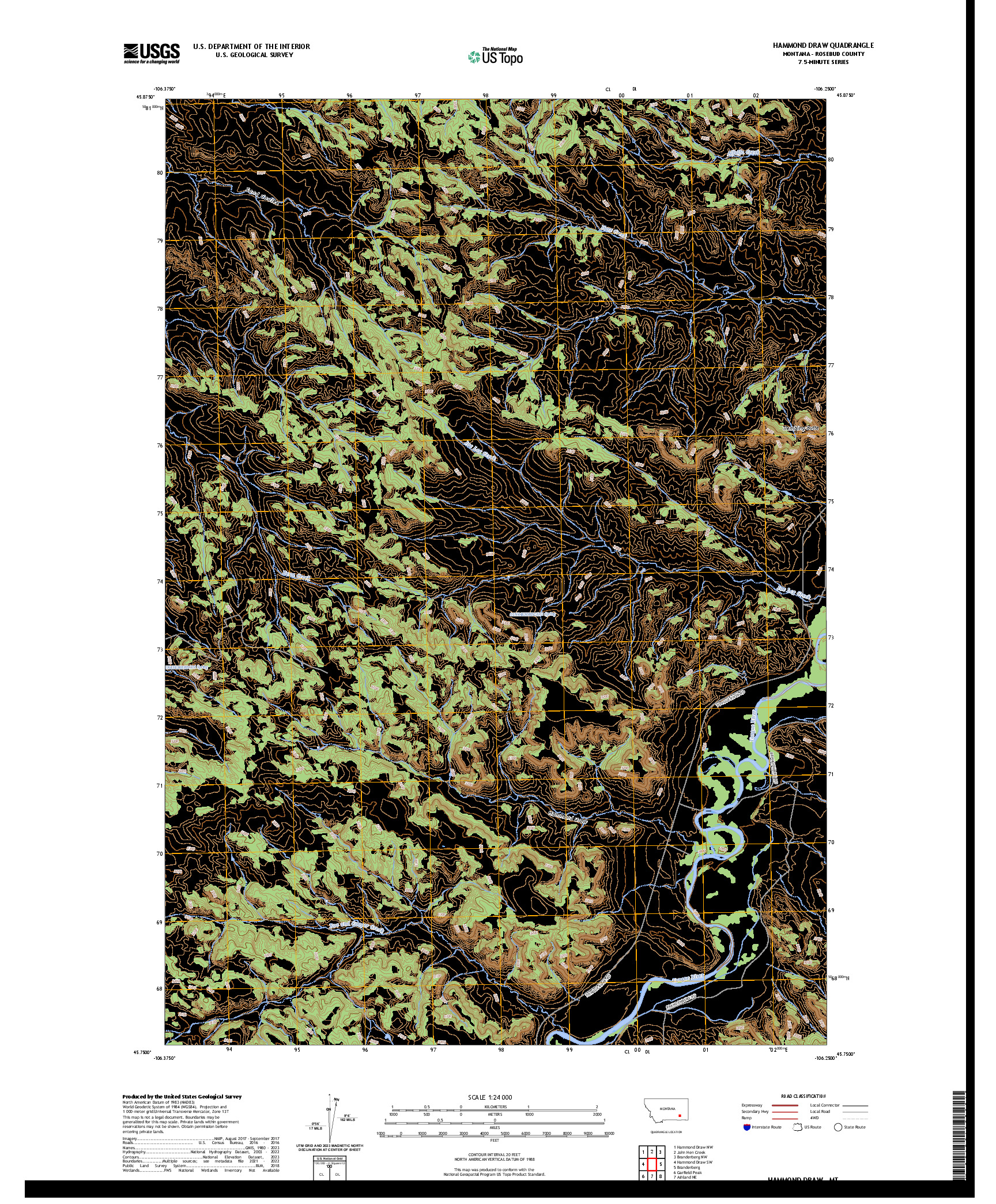 US TOPO 7.5-MINUTE MAP FOR HAMMOND DRAW, MT