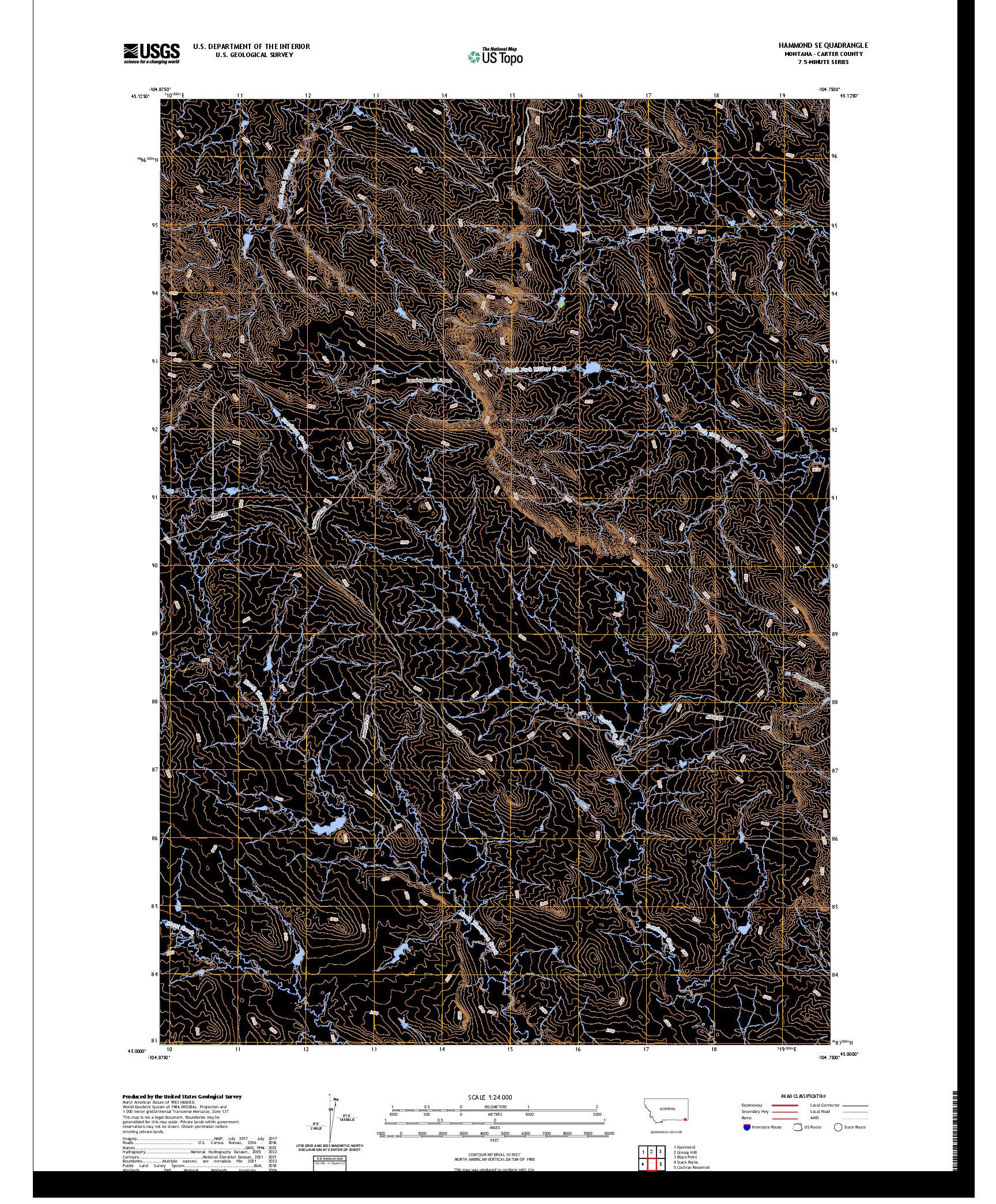 US TOPO 7.5-MINUTE MAP FOR HAMMOND SE, MT