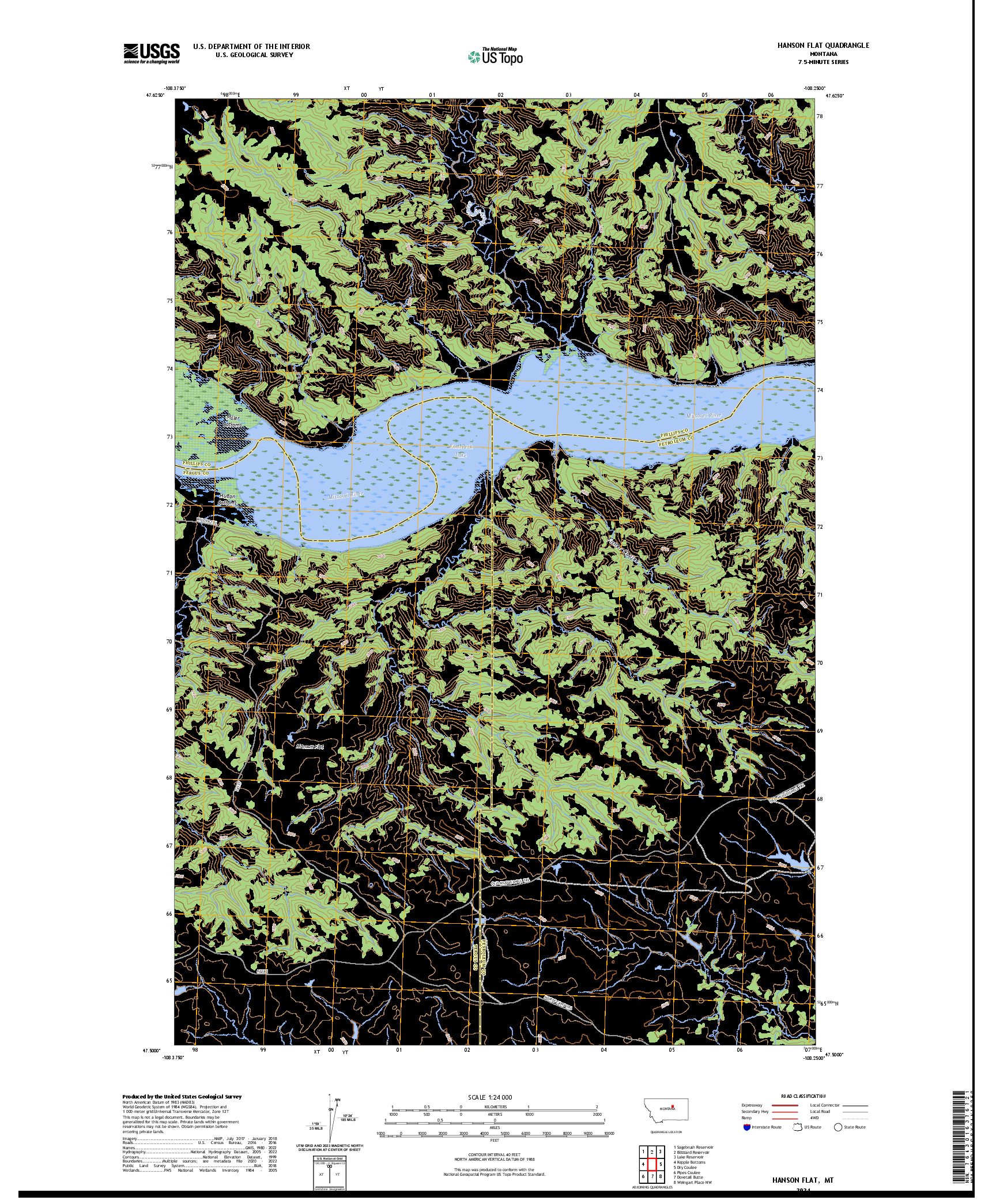 US TOPO 7.5-MINUTE MAP FOR HANSON FLAT, MT