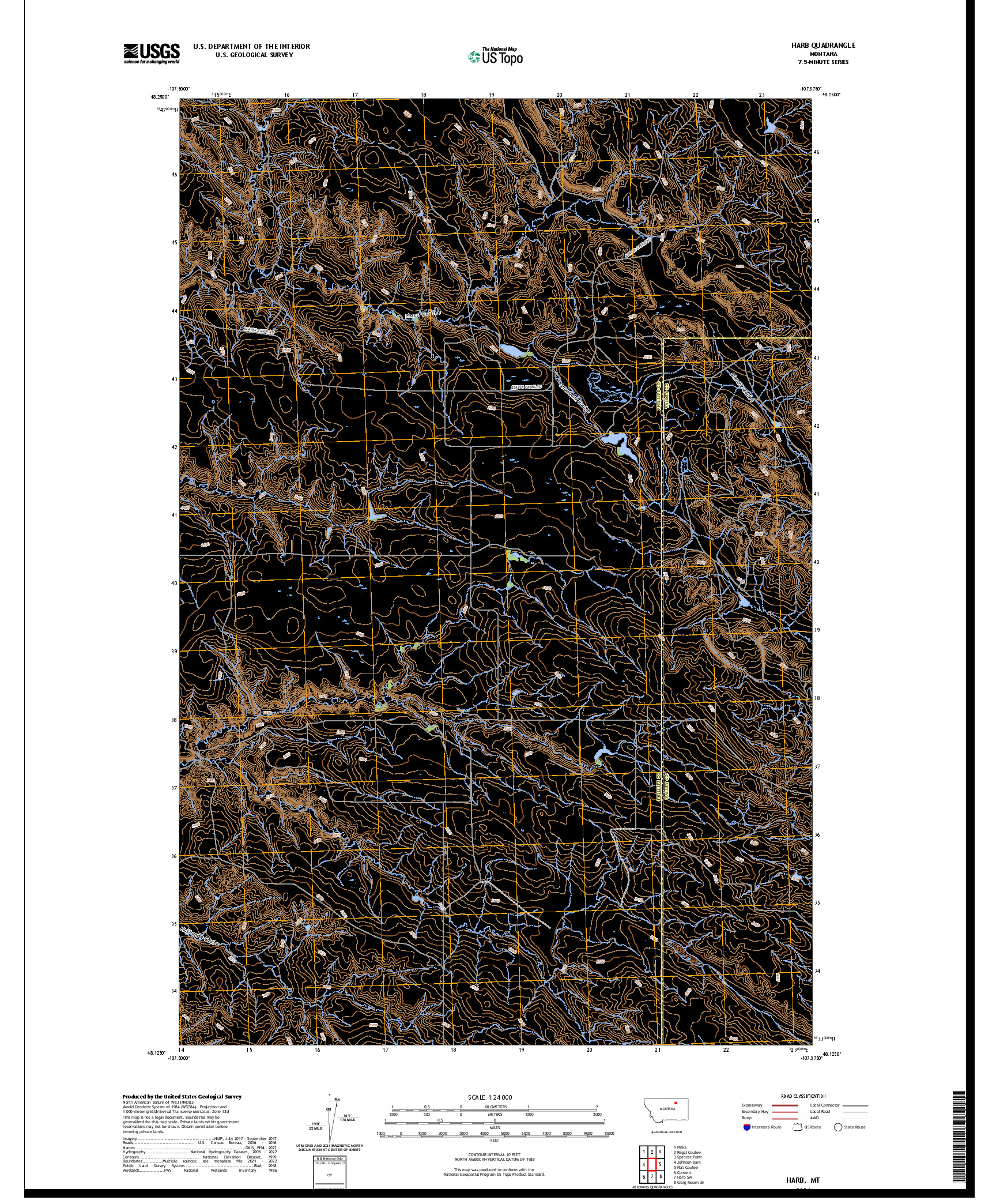 US TOPO 7.5-MINUTE MAP FOR HARB, MT