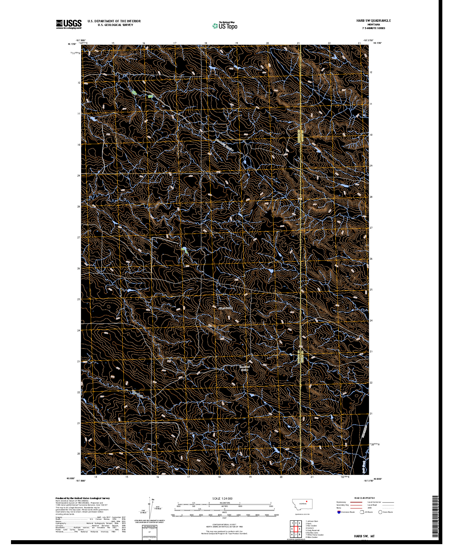 US TOPO 7.5-MINUTE MAP FOR HARB SW, MT
