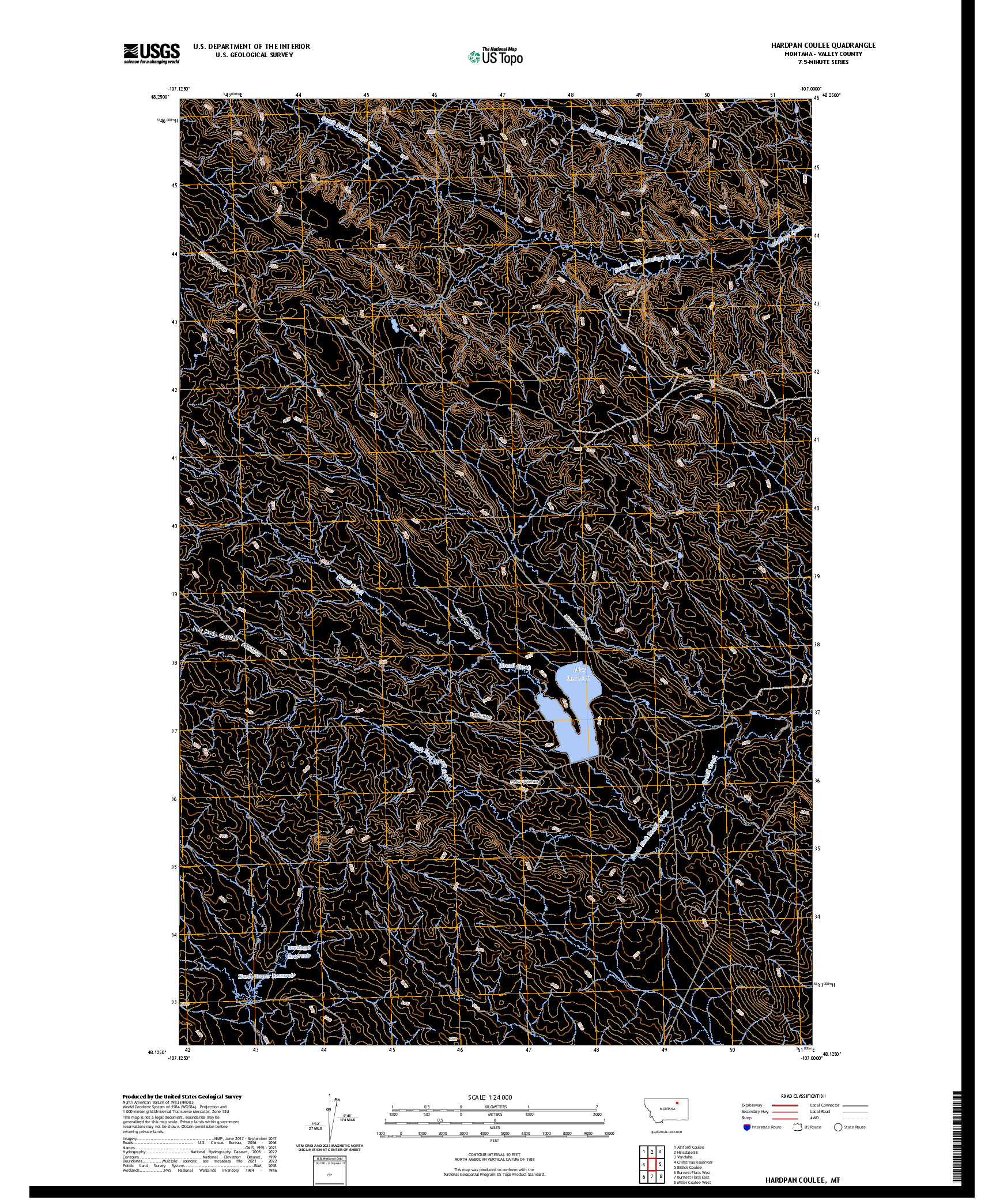 US TOPO 7.5-MINUTE MAP FOR HARDPAN COULEE, MT