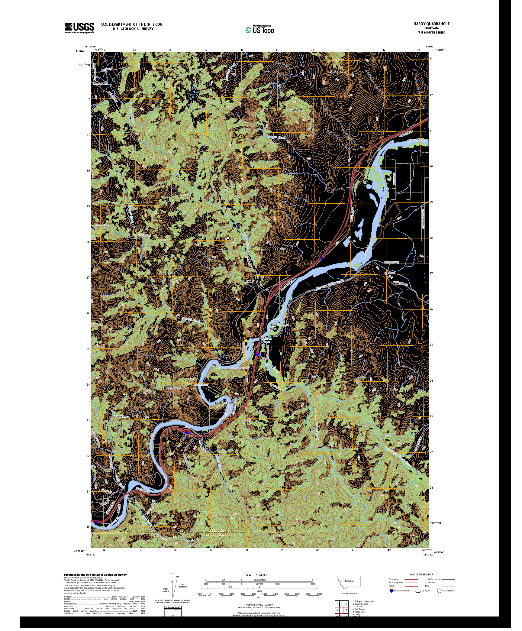 US TOPO 7.5-MINUTE MAP FOR HARDY, MT