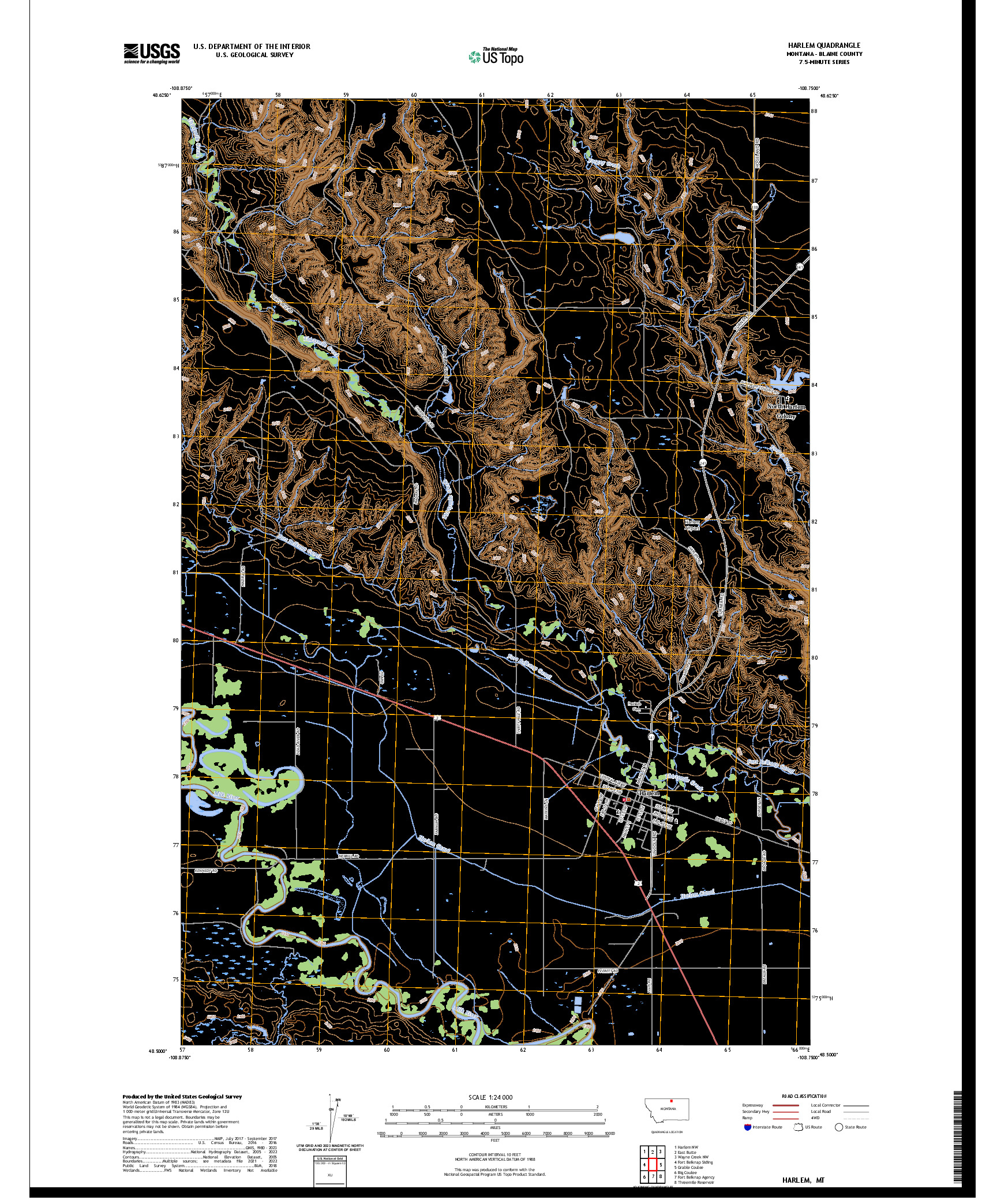 US TOPO 7.5-MINUTE MAP FOR HARLEM, MT