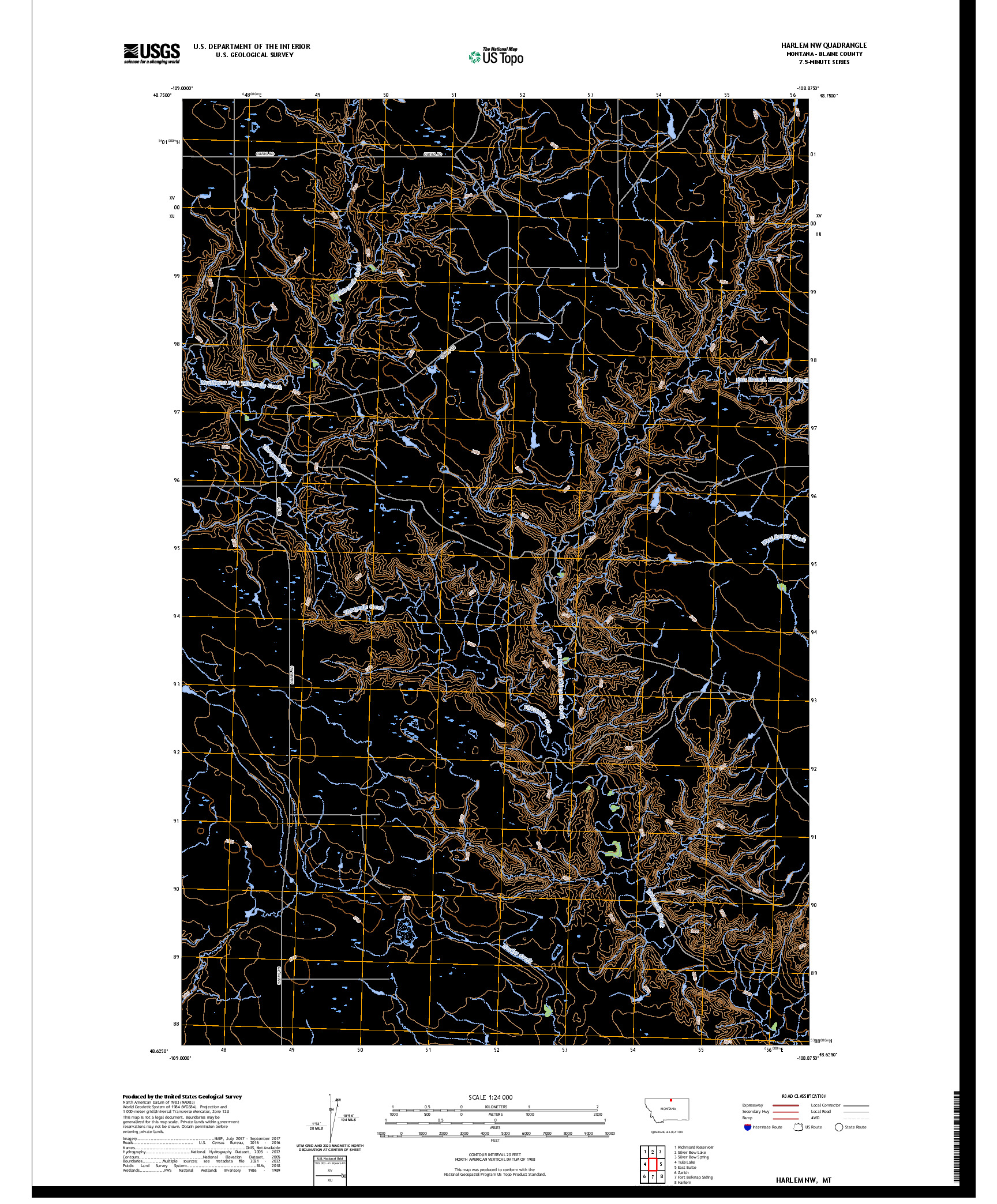 US TOPO 7.5-MINUTE MAP FOR HARLEM NW, MT
