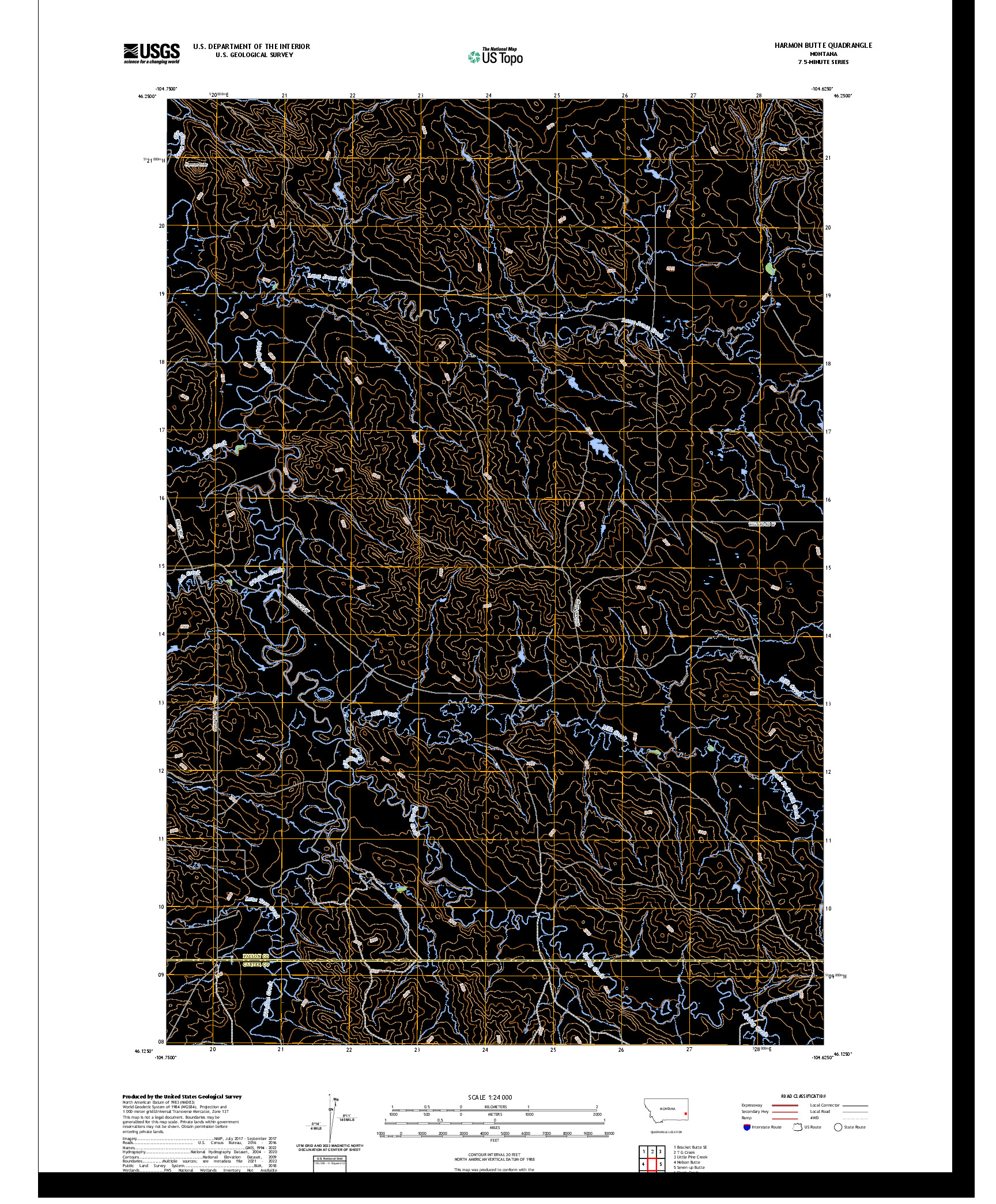 US TOPO 7.5-MINUTE MAP FOR HARMON BUTTE, MT