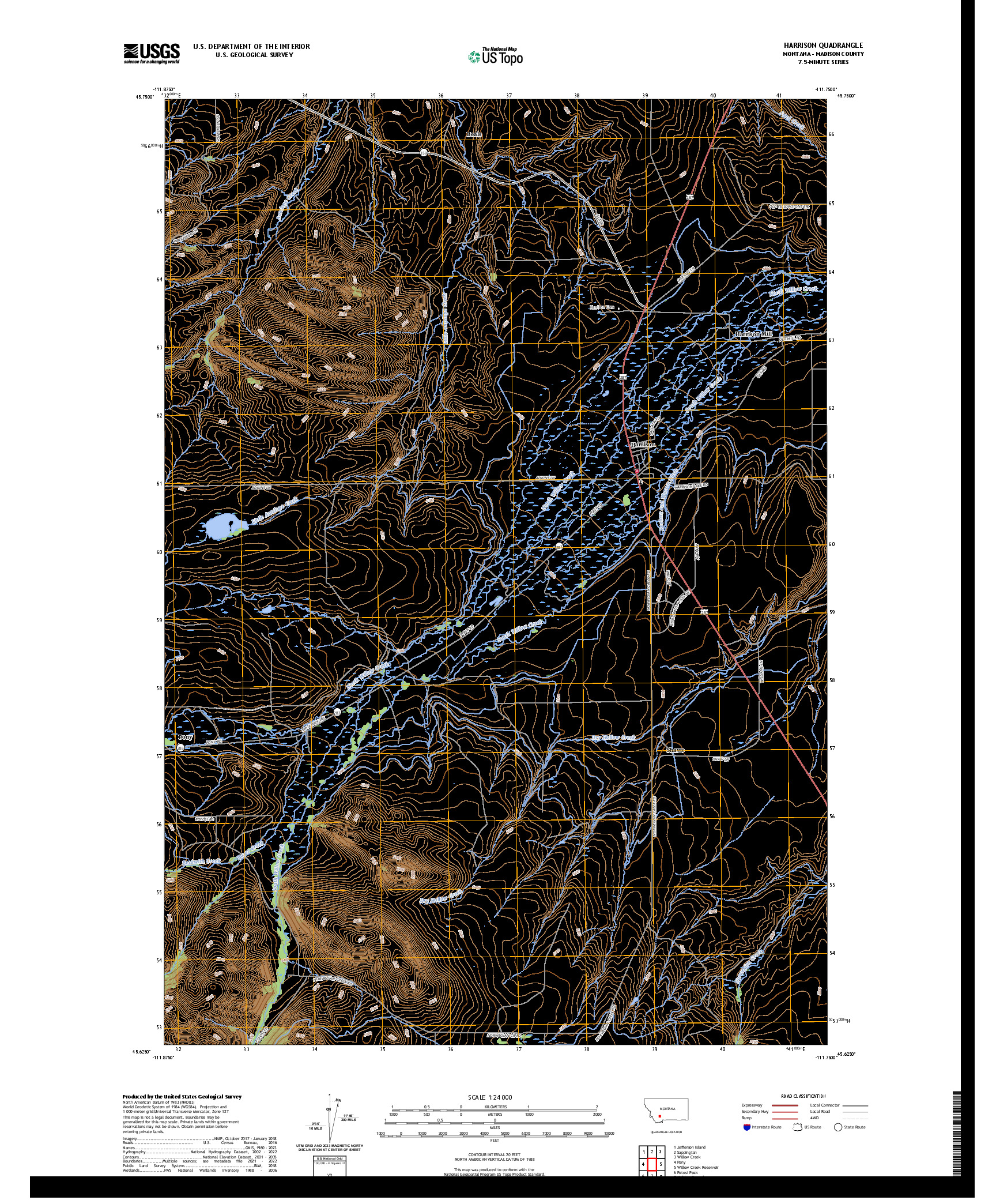 US TOPO 7.5-MINUTE MAP FOR HARRISON, MT