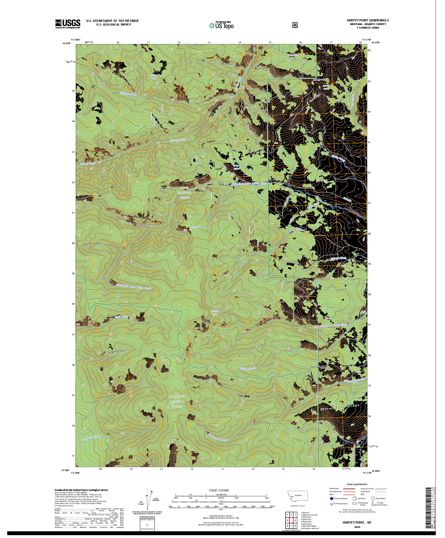 US TOPO 7.5-MINUTE MAP FOR HARVEY POINT, MT