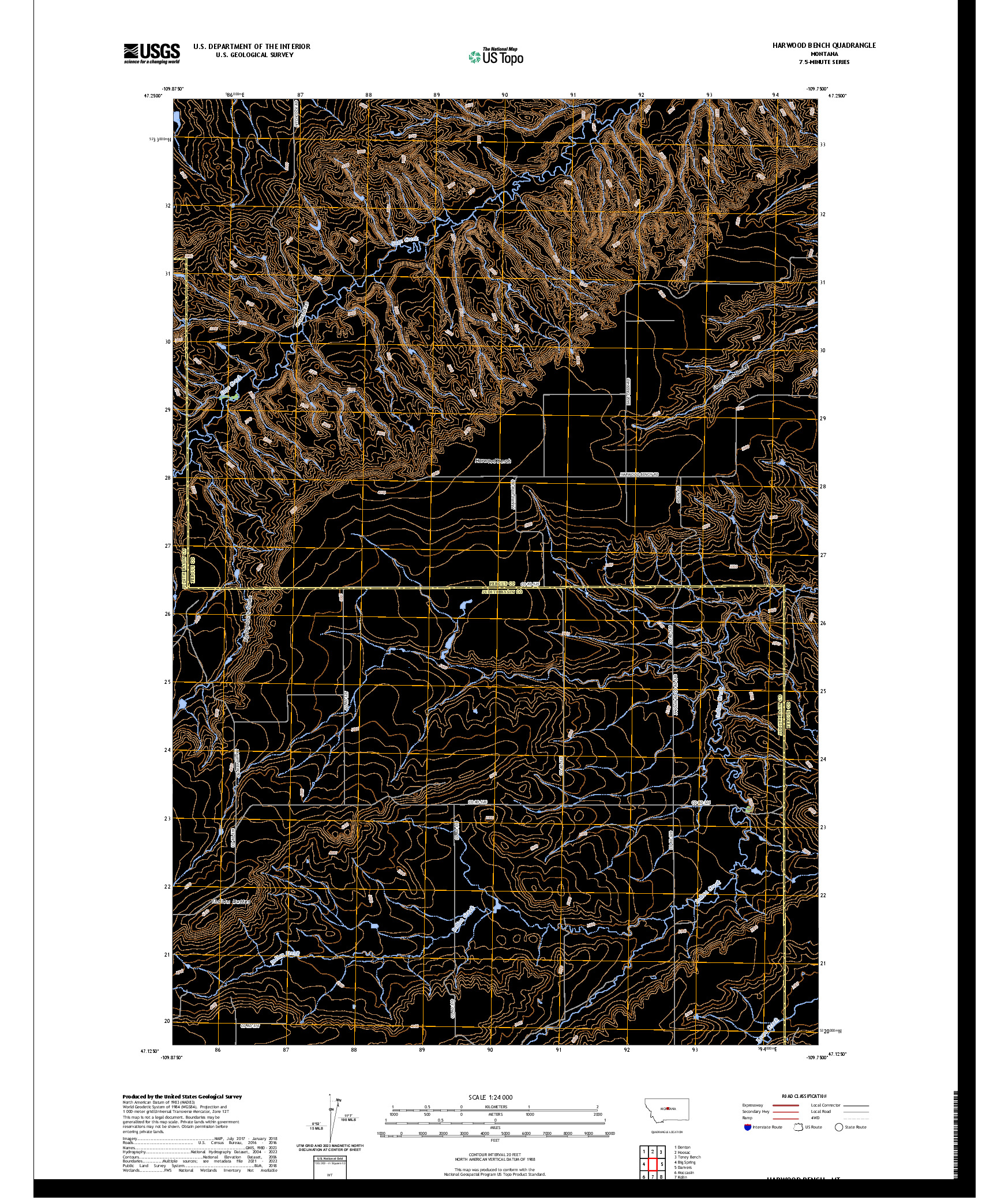 US TOPO 7.5-MINUTE MAP FOR HARWOOD BENCH, MT