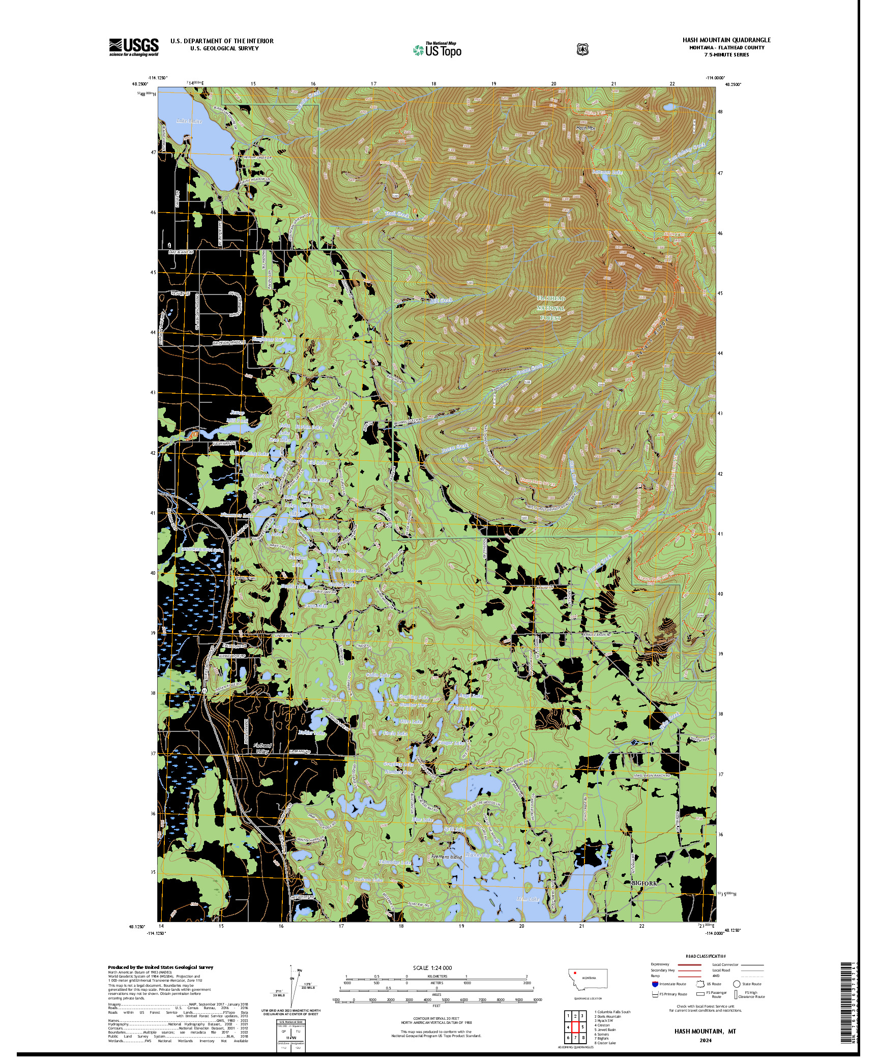 US TOPO 7.5-MINUTE MAP FOR HASH MOUNTAIN, MT