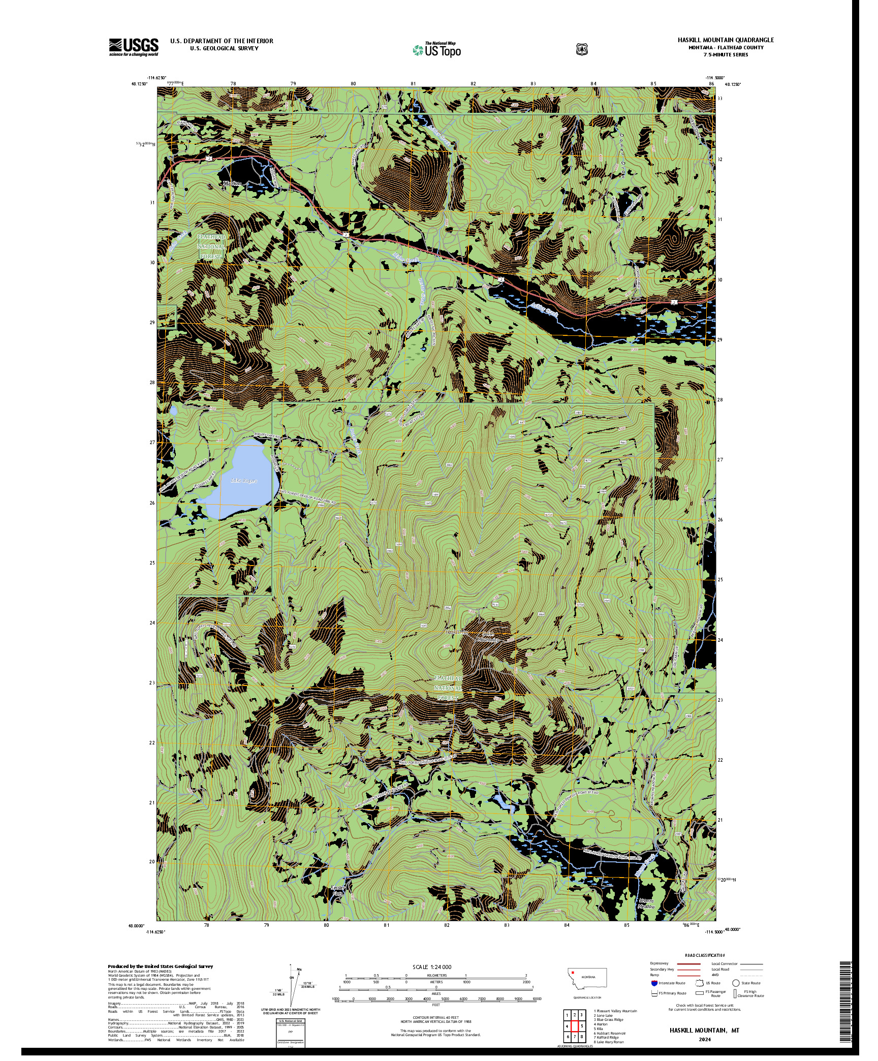 US TOPO 7.5-MINUTE MAP FOR HASKILL MOUNTAIN, MT