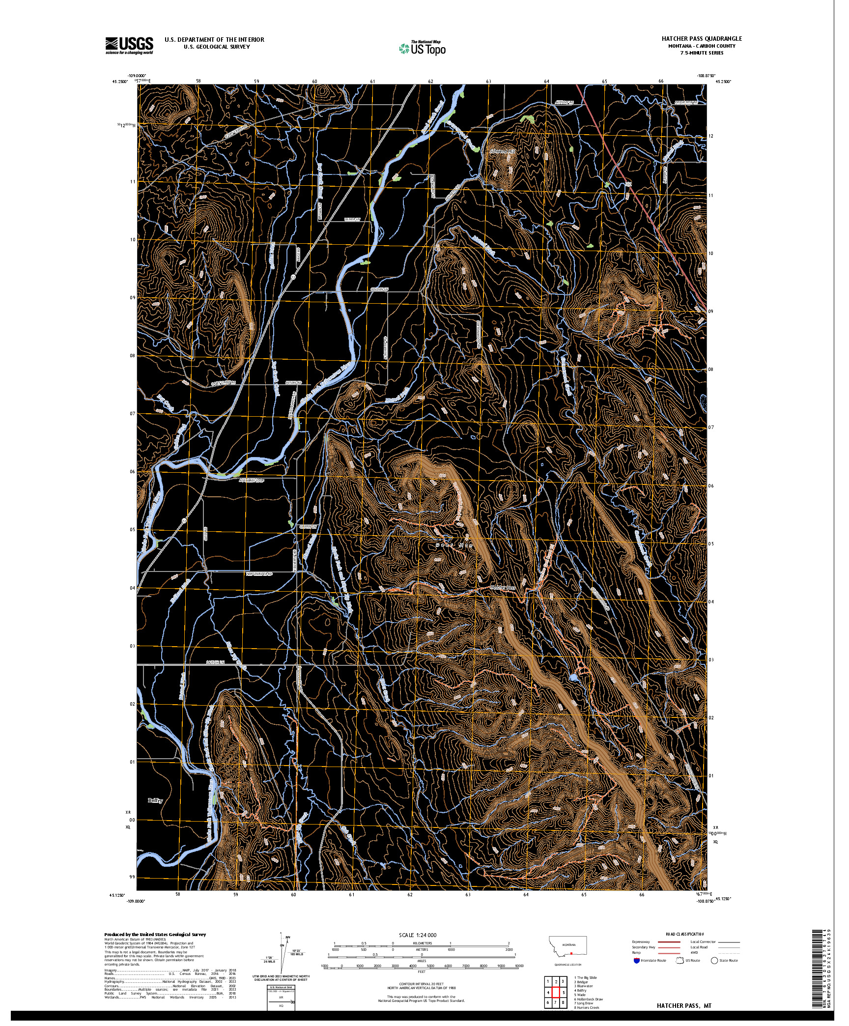 US TOPO 7.5-MINUTE MAP FOR HATCHER PASS, MT