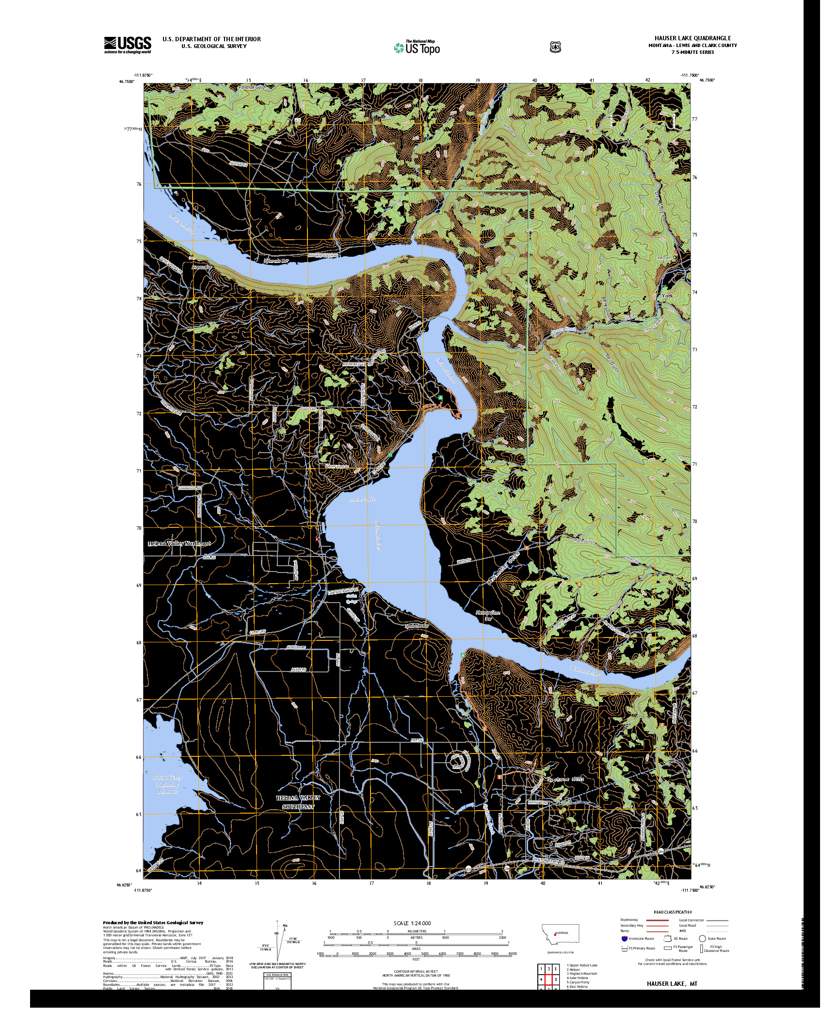 US TOPO 7.5-MINUTE MAP FOR HAUSER LAKE, MT