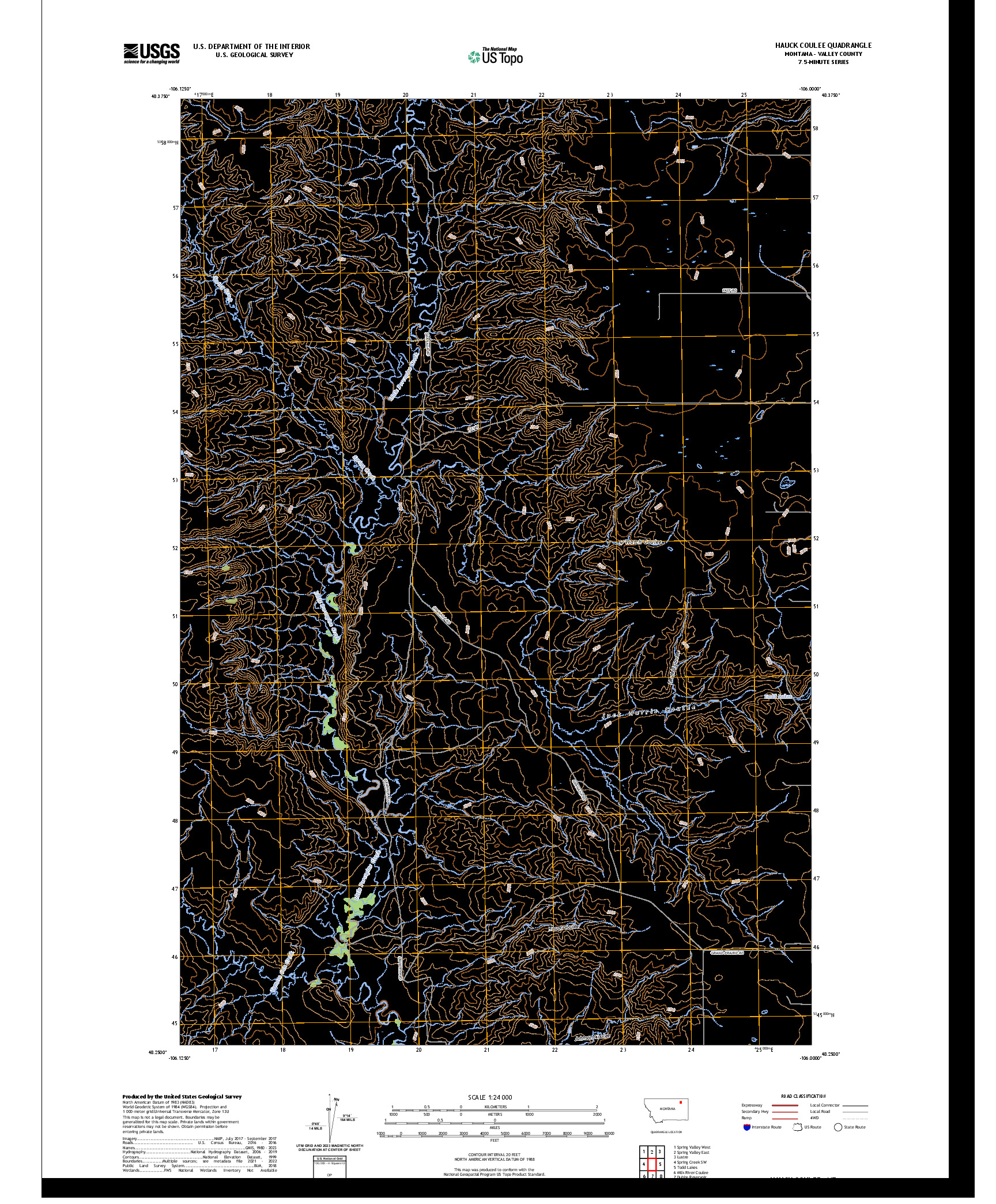 US TOPO 7.5-MINUTE MAP FOR HAUCK COULEE, MT