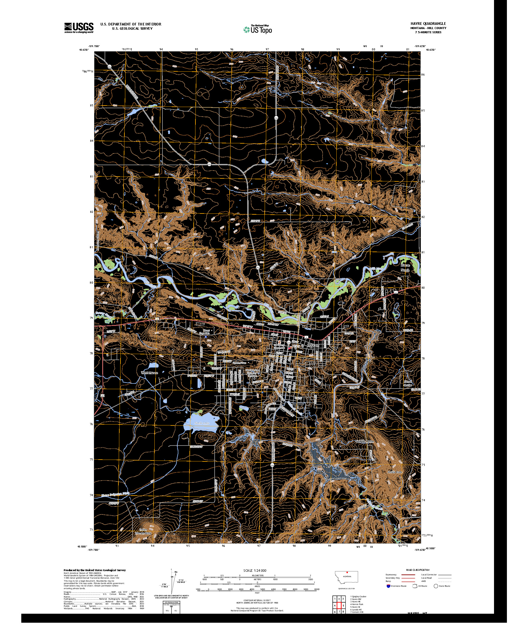 US TOPO 7.5-MINUTE MAP FOR HAVRE, MT
