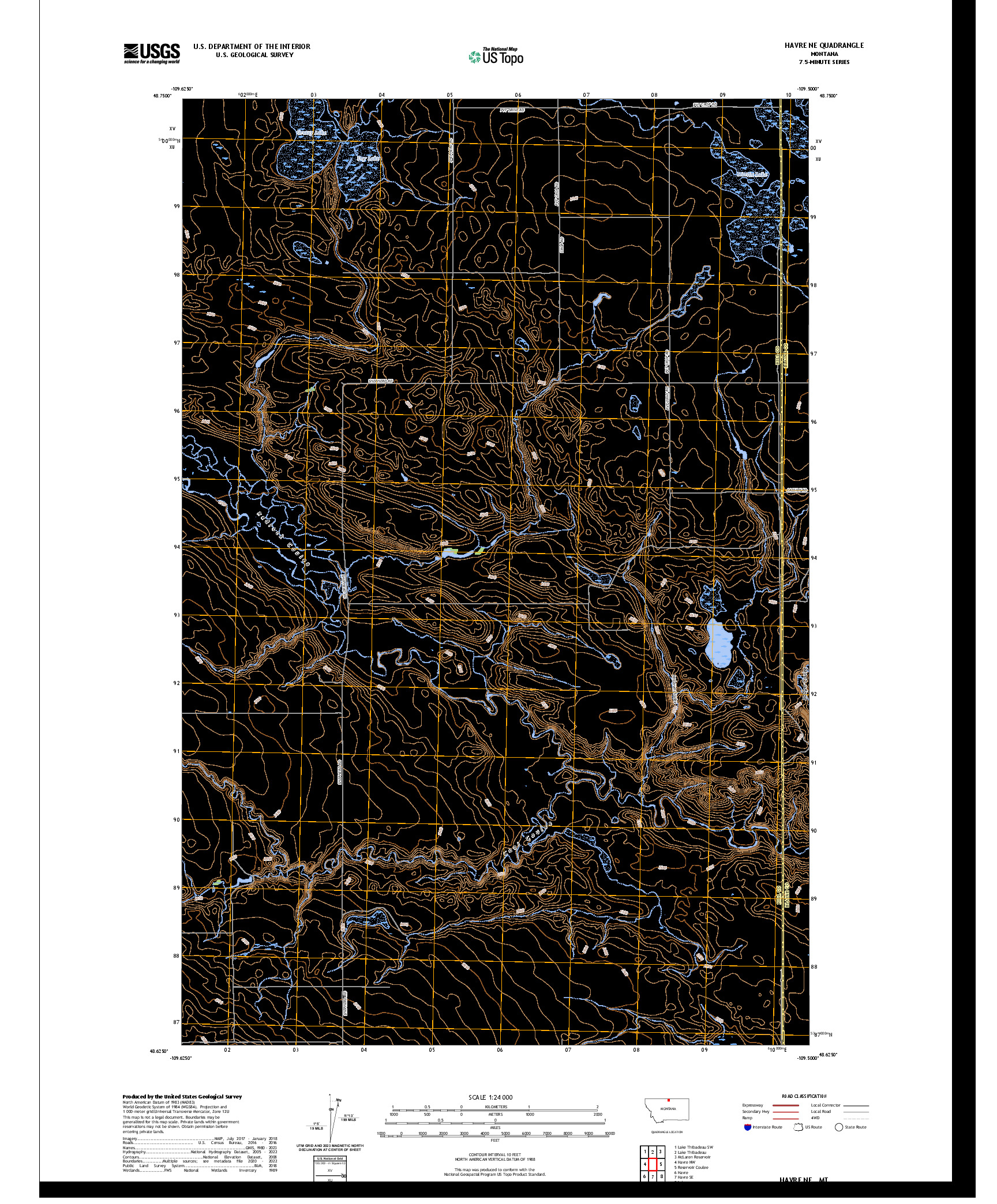 US TOPO 7.5-MINUTE MAP FOR HAVRE NE, MT