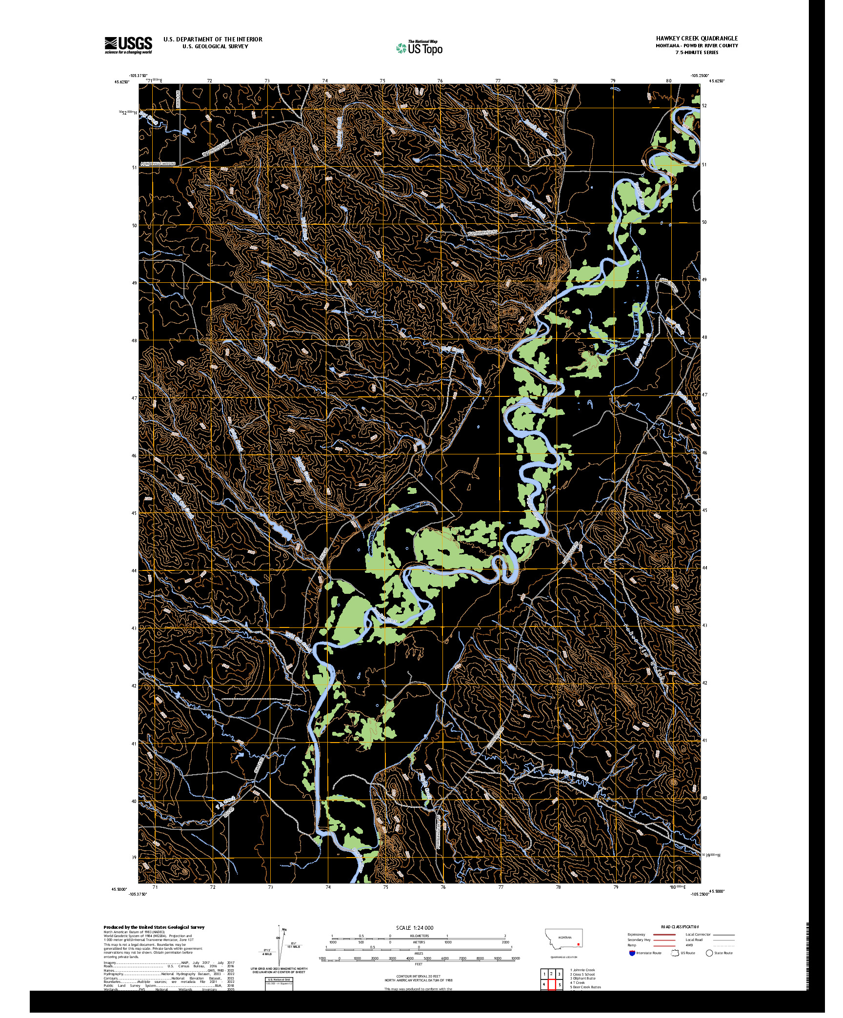 US TOPO 7.5-MINUTE MAP FOR HAWKEY CREEK, MT