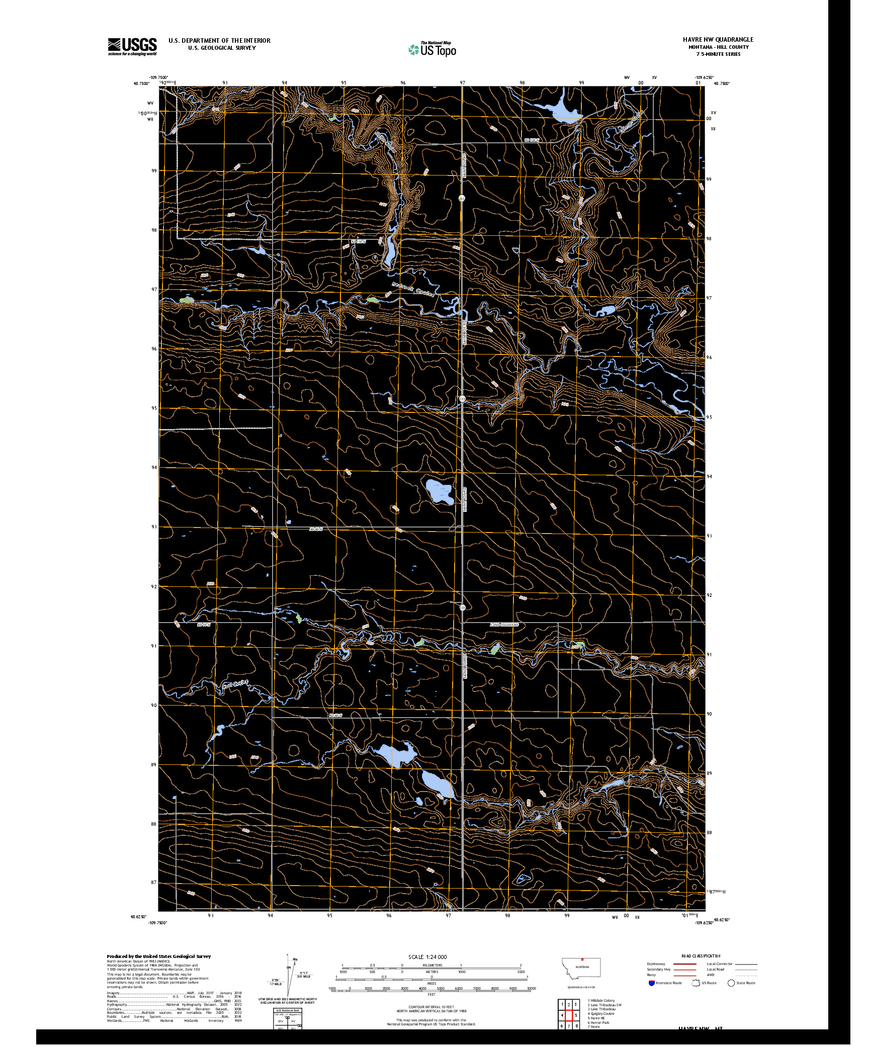 US TOPO 7.5-MINUTE MAP FOR HAVRE NW, MT