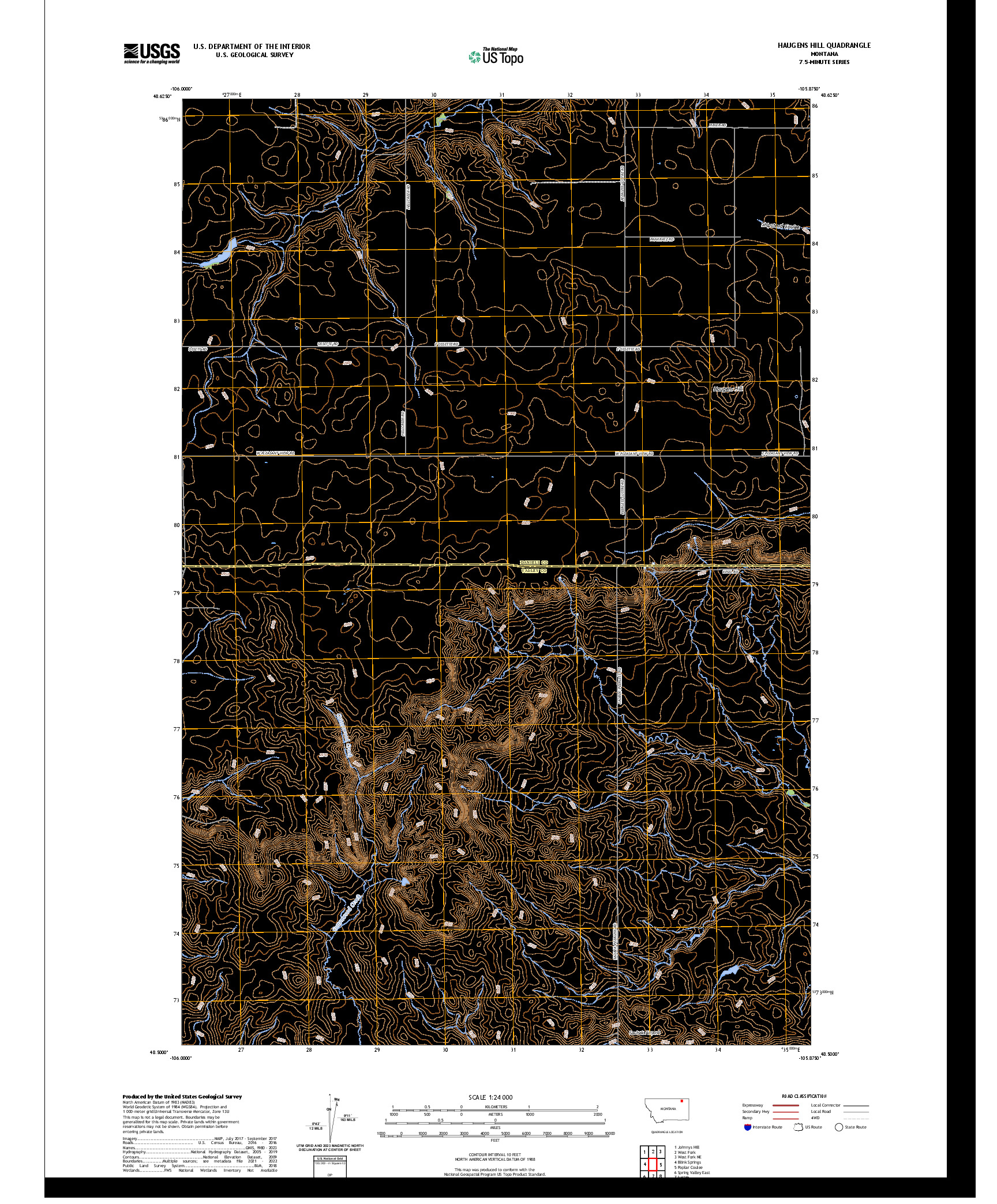 US TOPO 7.5-MINUTE MAP FOR HAUGENS HILL, MT