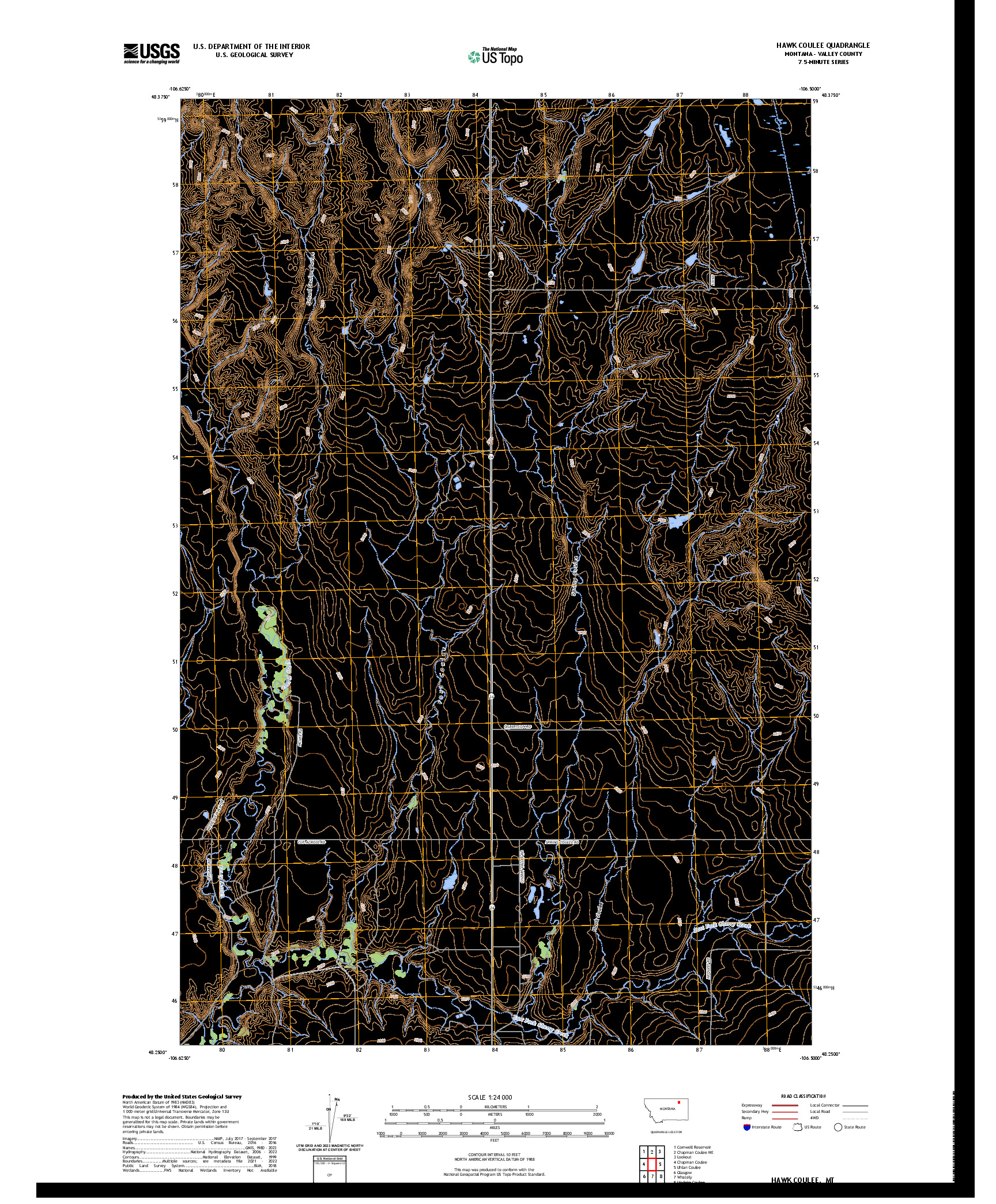 US TOPO 7.5-MINUTE MAP FOR HAWK COULEE, MT
