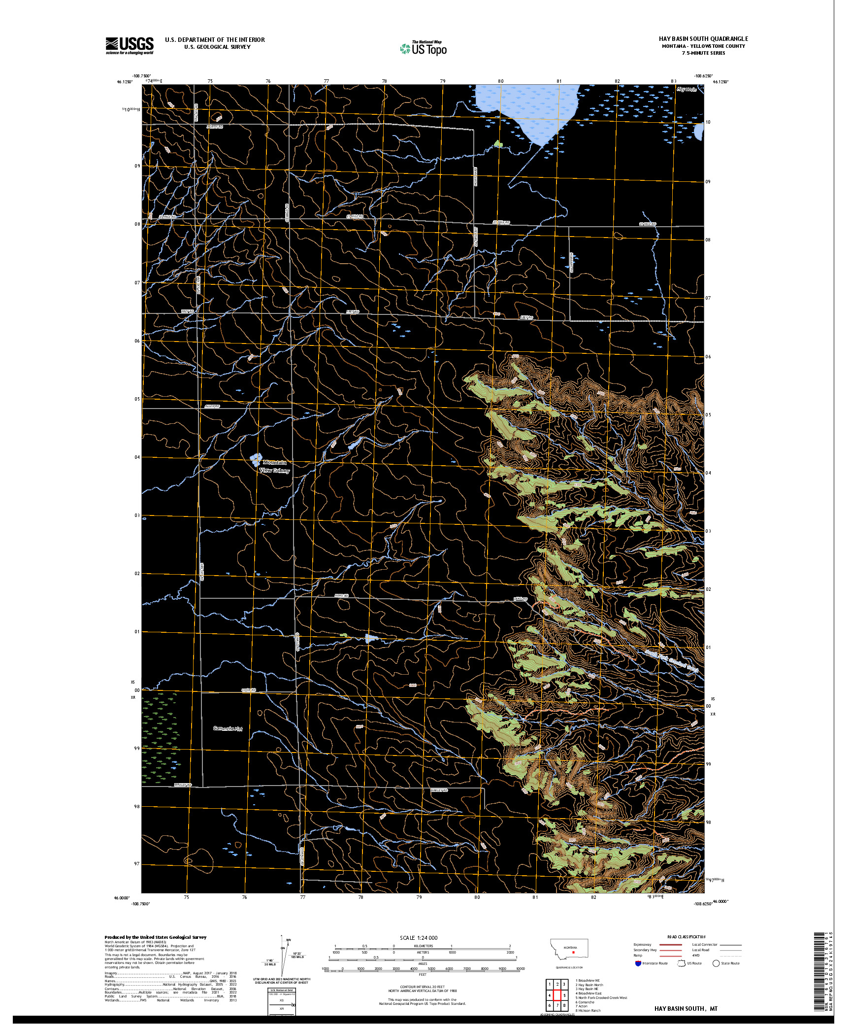 US TOPO 7.5-MINUTE MAP FOR HAY BASIN SOUTH, MT