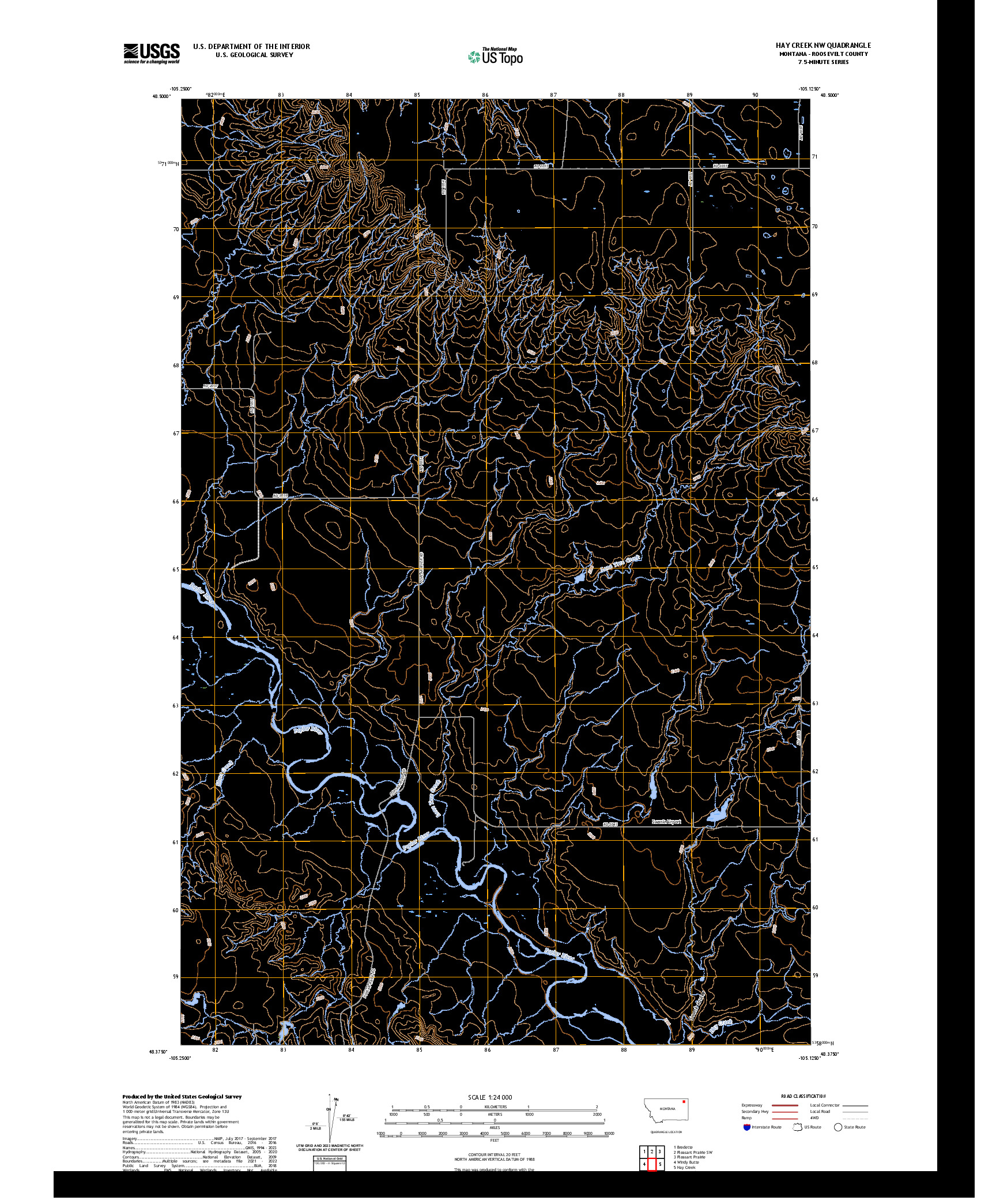 US TOPO 7.5-MINUTE MAP FOR HAY CREEK NW, MT
