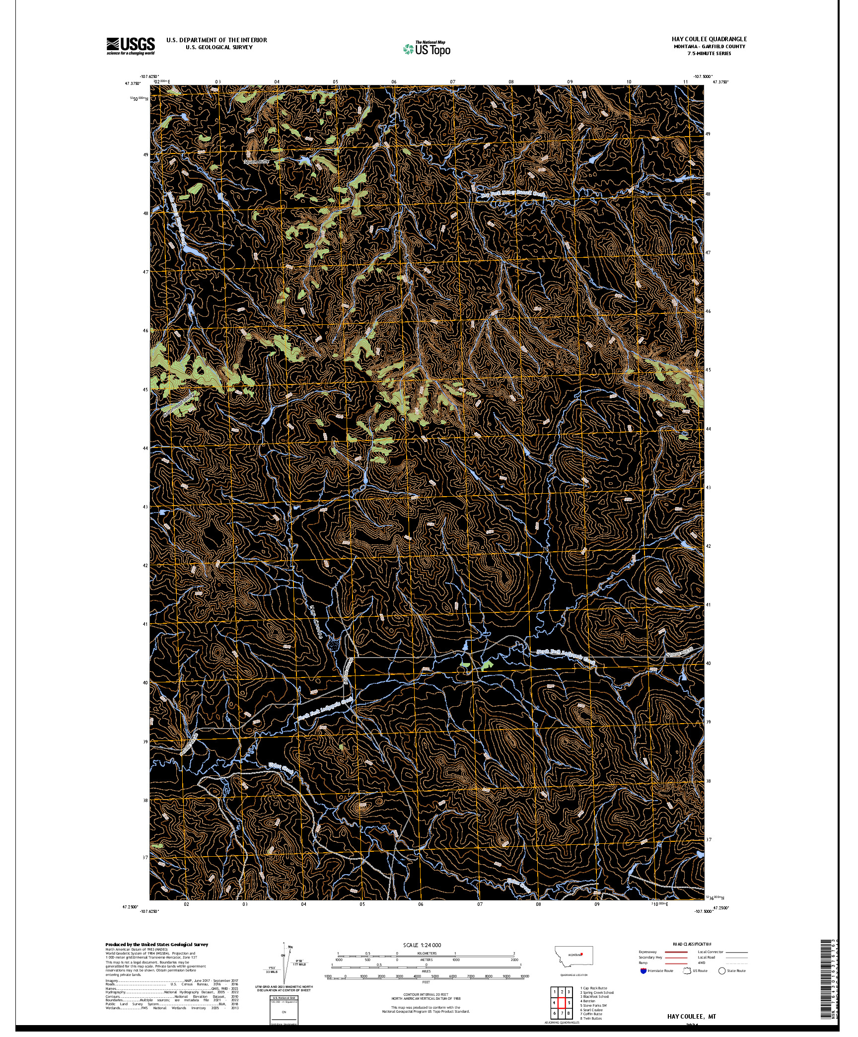 US TOPO 7.5-MINUTE MAP FOR HAY COULEE, MT