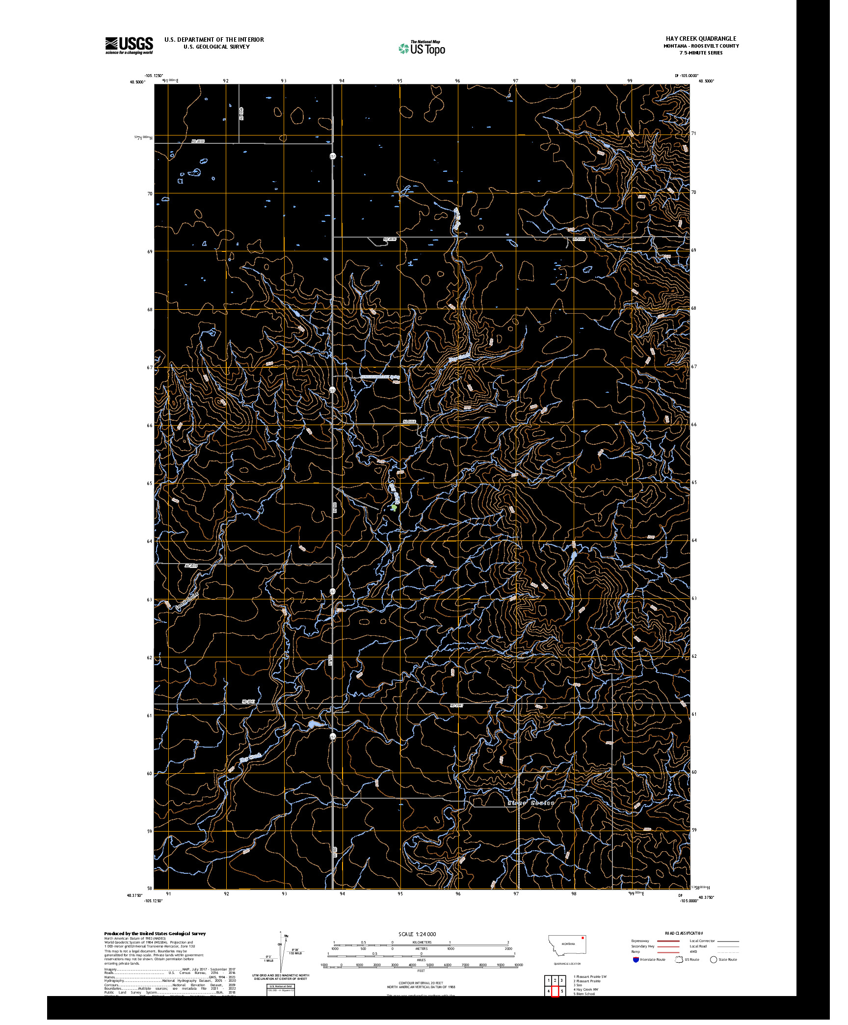 US TOPO 7.5-MINUTE MAP FOR HAY CREEK, MT