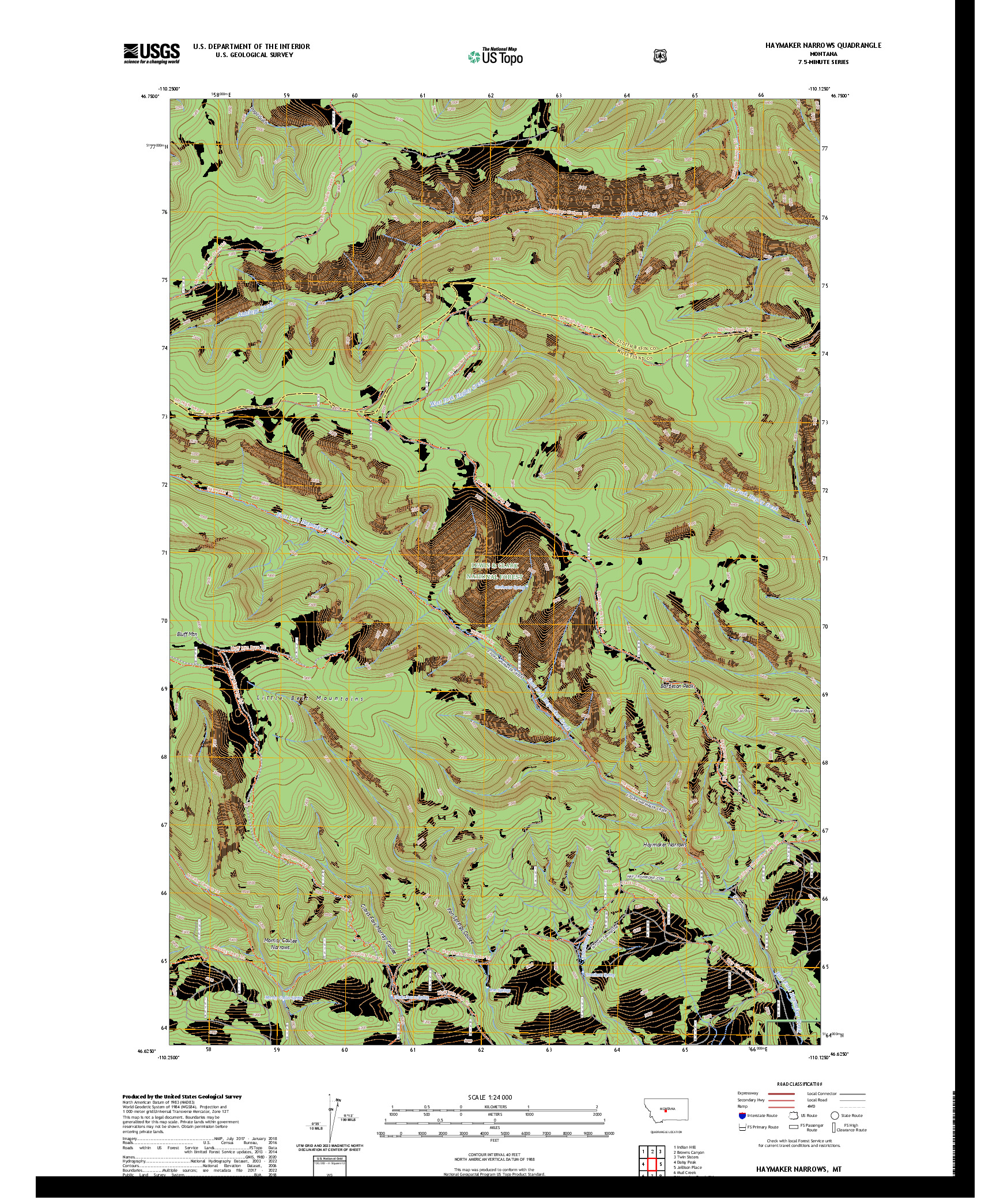 US TOPO 7.5-MINUTE MAP FOR HAYMAKER NARROWS, MT