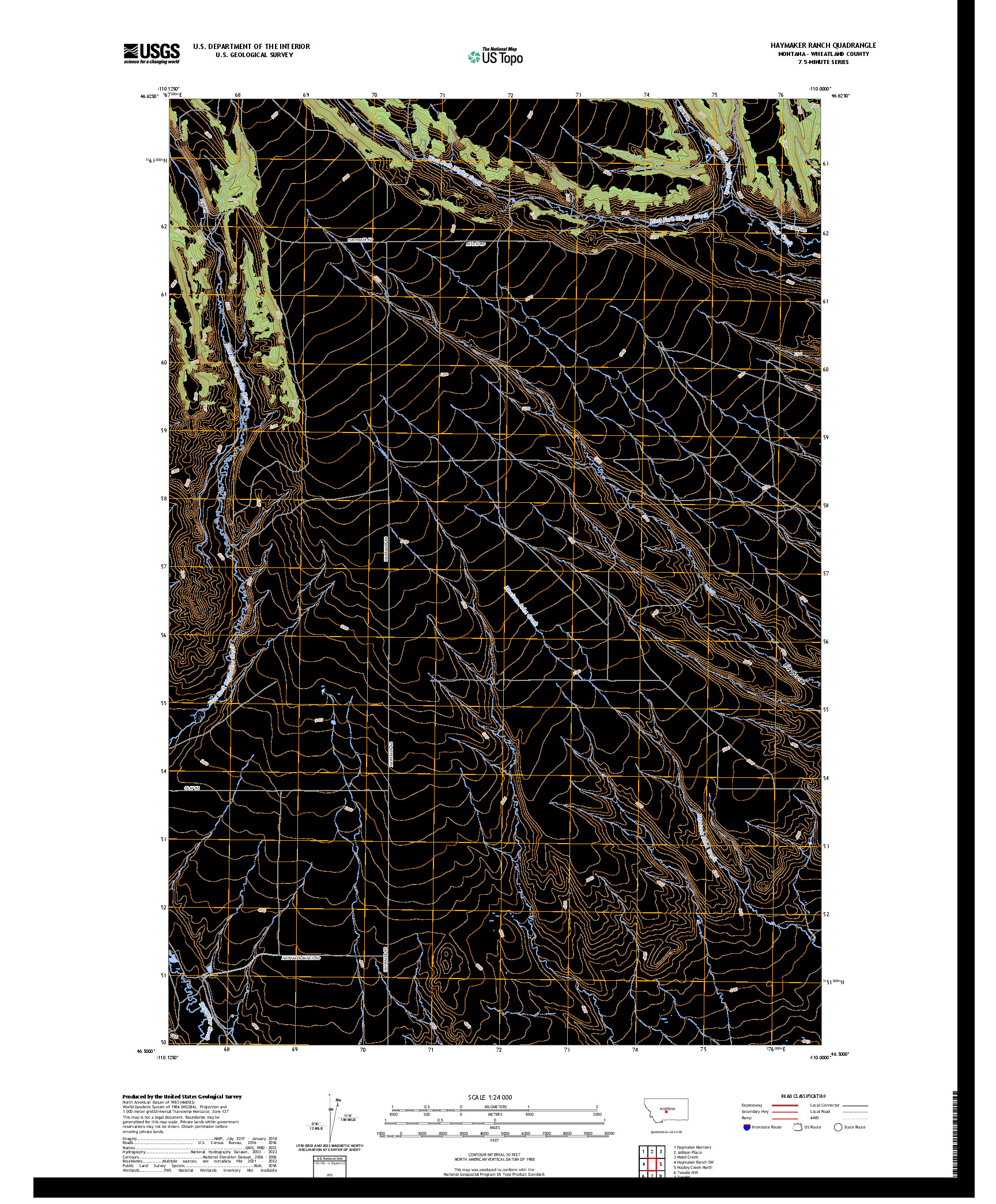 US TOPO 7.5-MINUTE MAP FOR HAYMAKER RANCH, MT