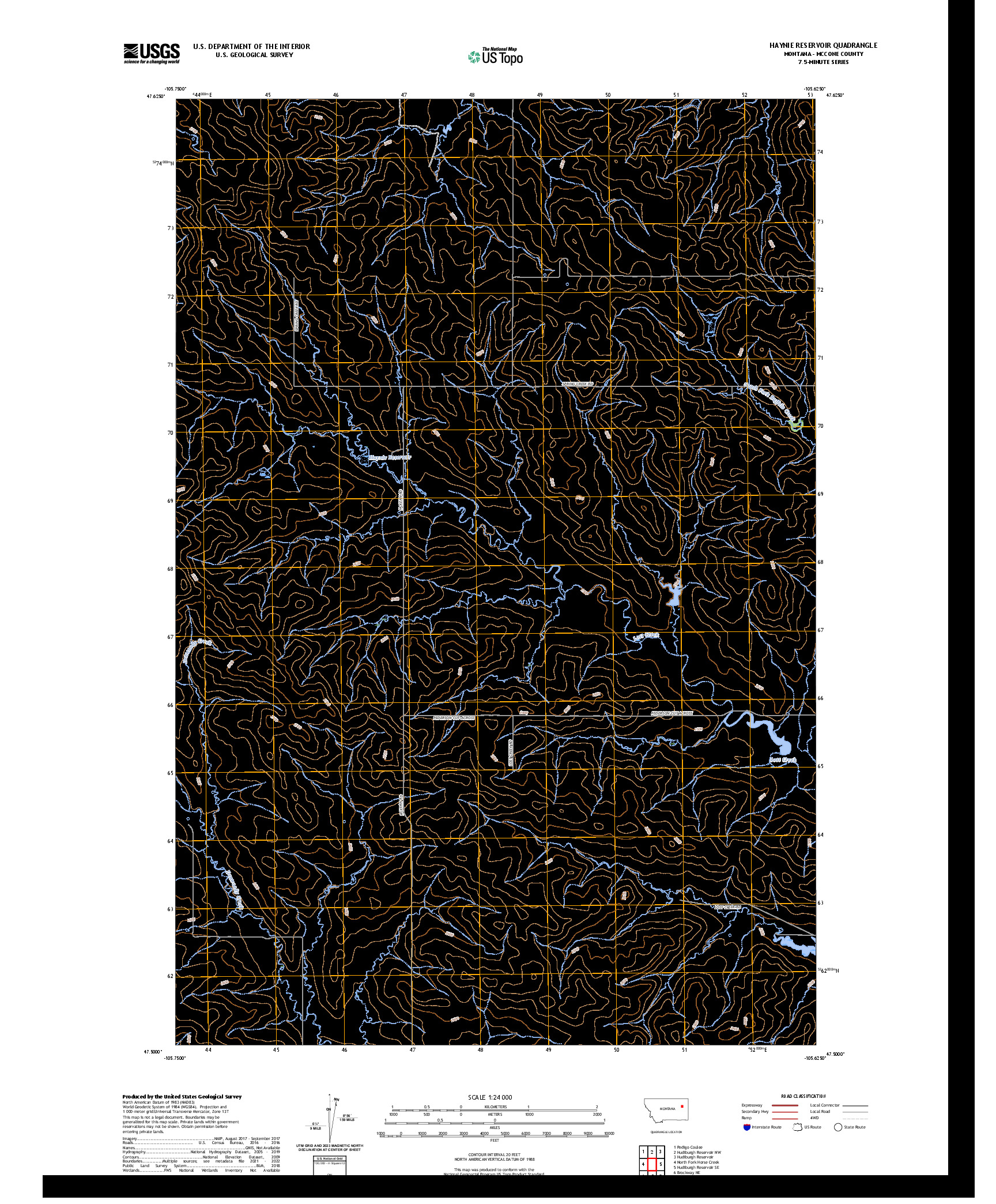 US TOPO 7.5-MINUTE MAP FOR HAYNIE RESERVOIR, MT
