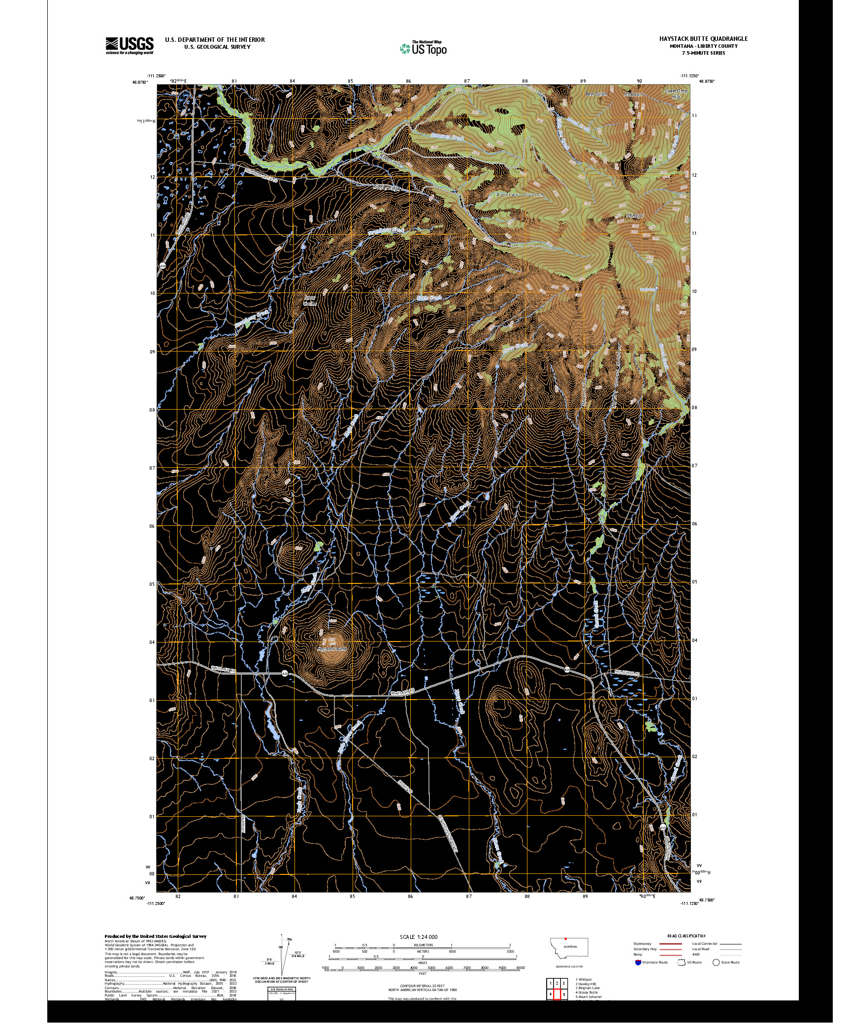 US TOPO 7.5-MINUTE MAP FOR HAYSTACK BUTTE, MT