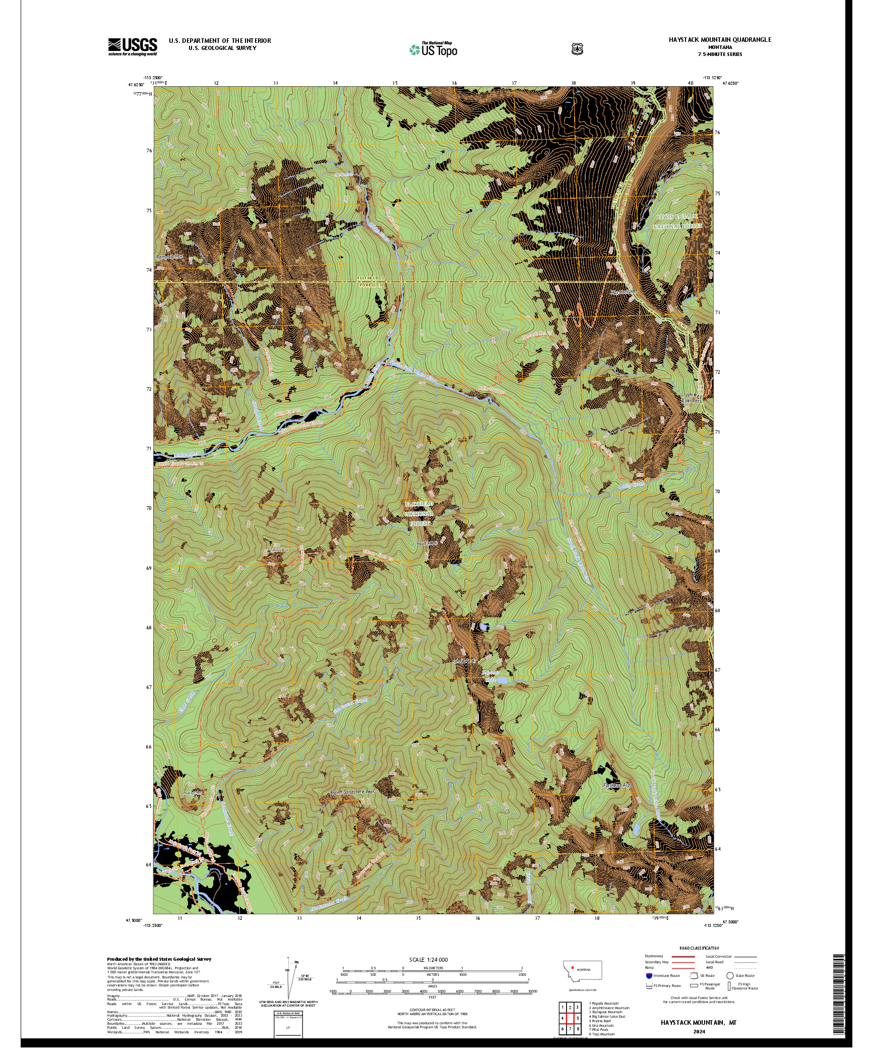 US TOPO 7.5-MINUTE MAP FOR HAYSTACK MOUNTAIN, MT