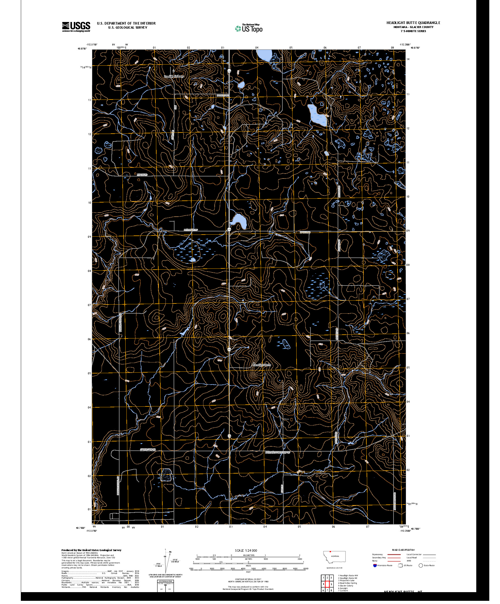US TOPO 7.5-MINUTE MAP FOR HEADLIGHT BUTTE, MT
