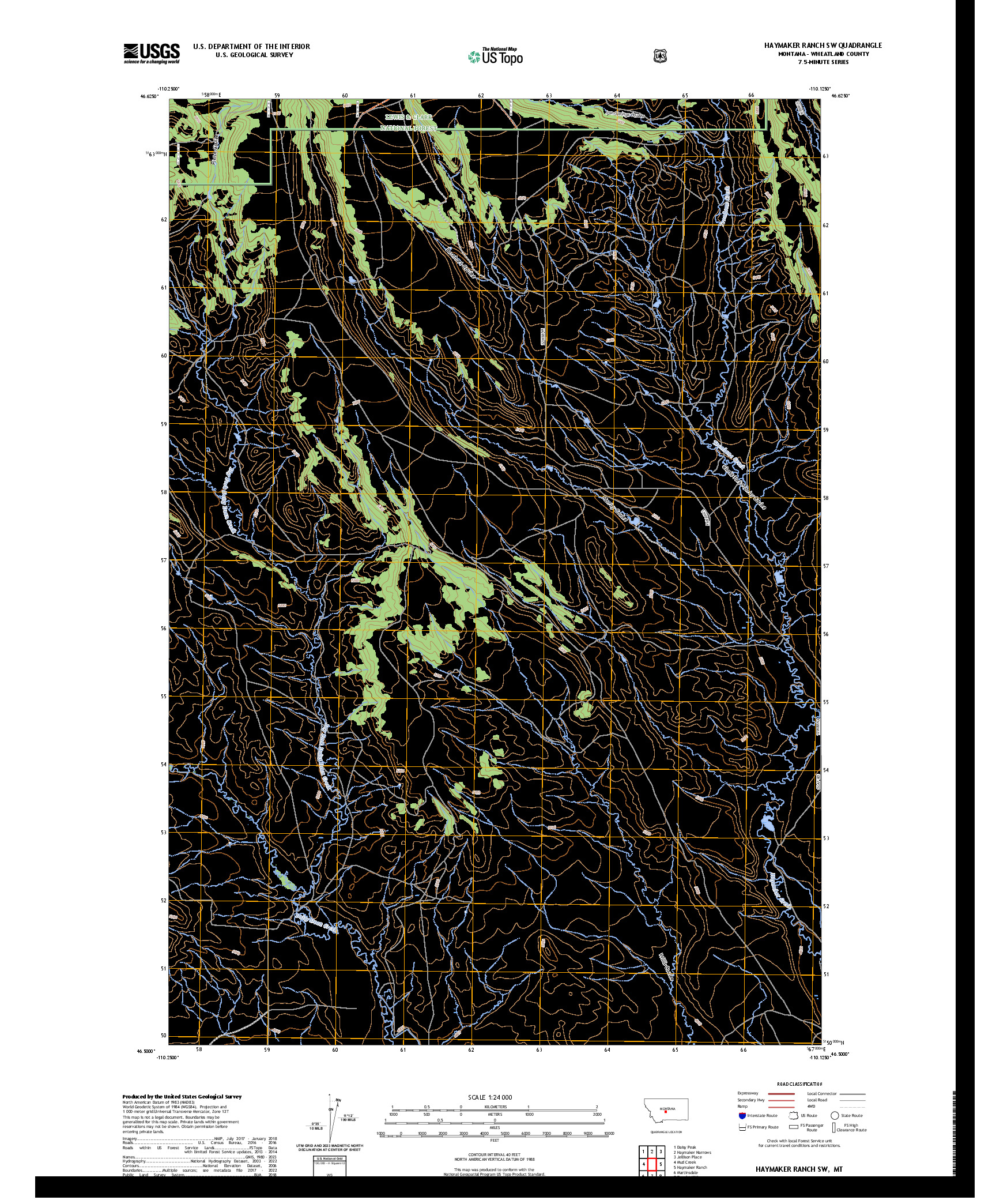US TOPO 7.5-MINUTE MAP FOR HAYMAKER RANCH SW, MT