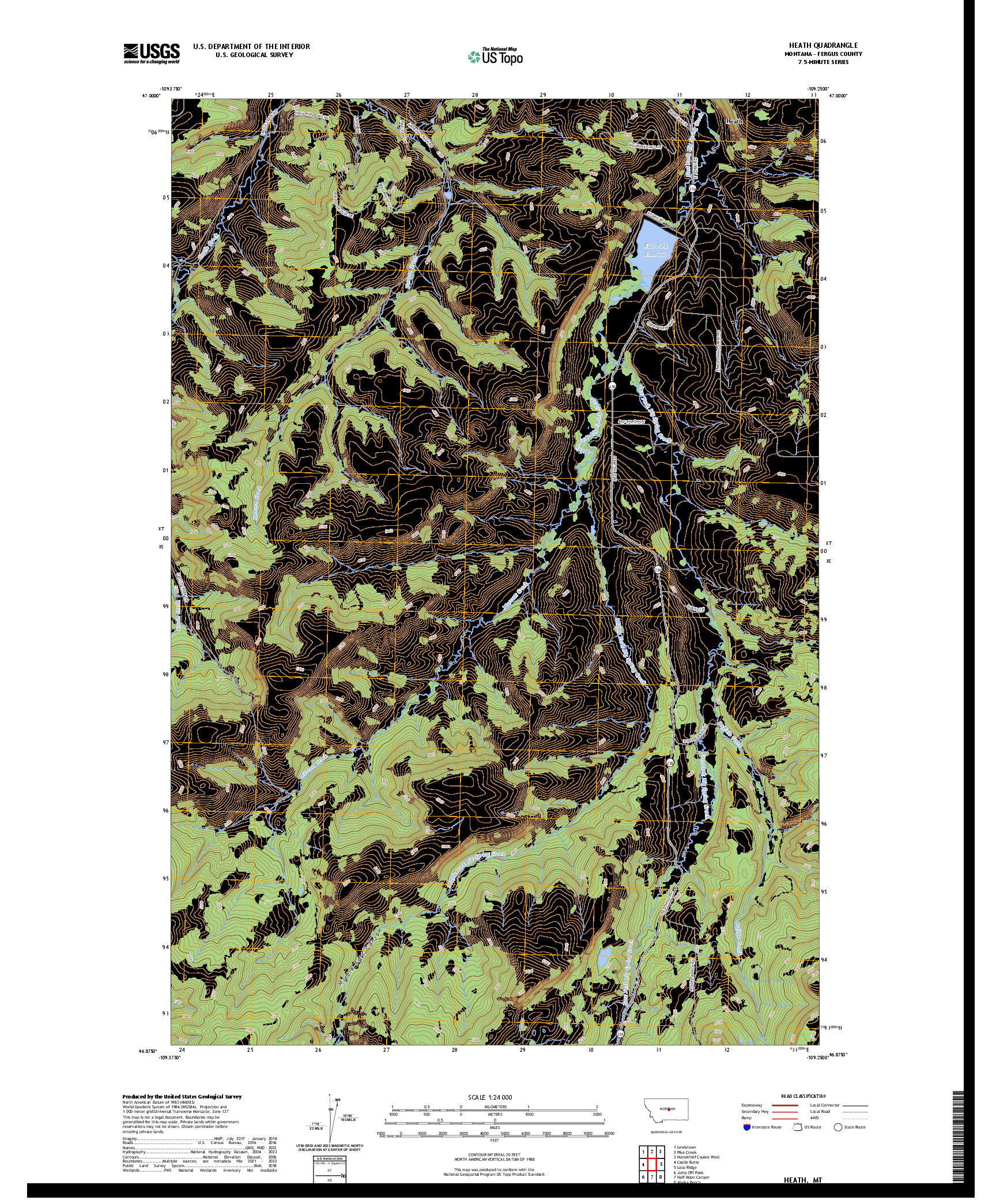 US TOPO 7.5-MINUTE MAP FOR HEATH, MT