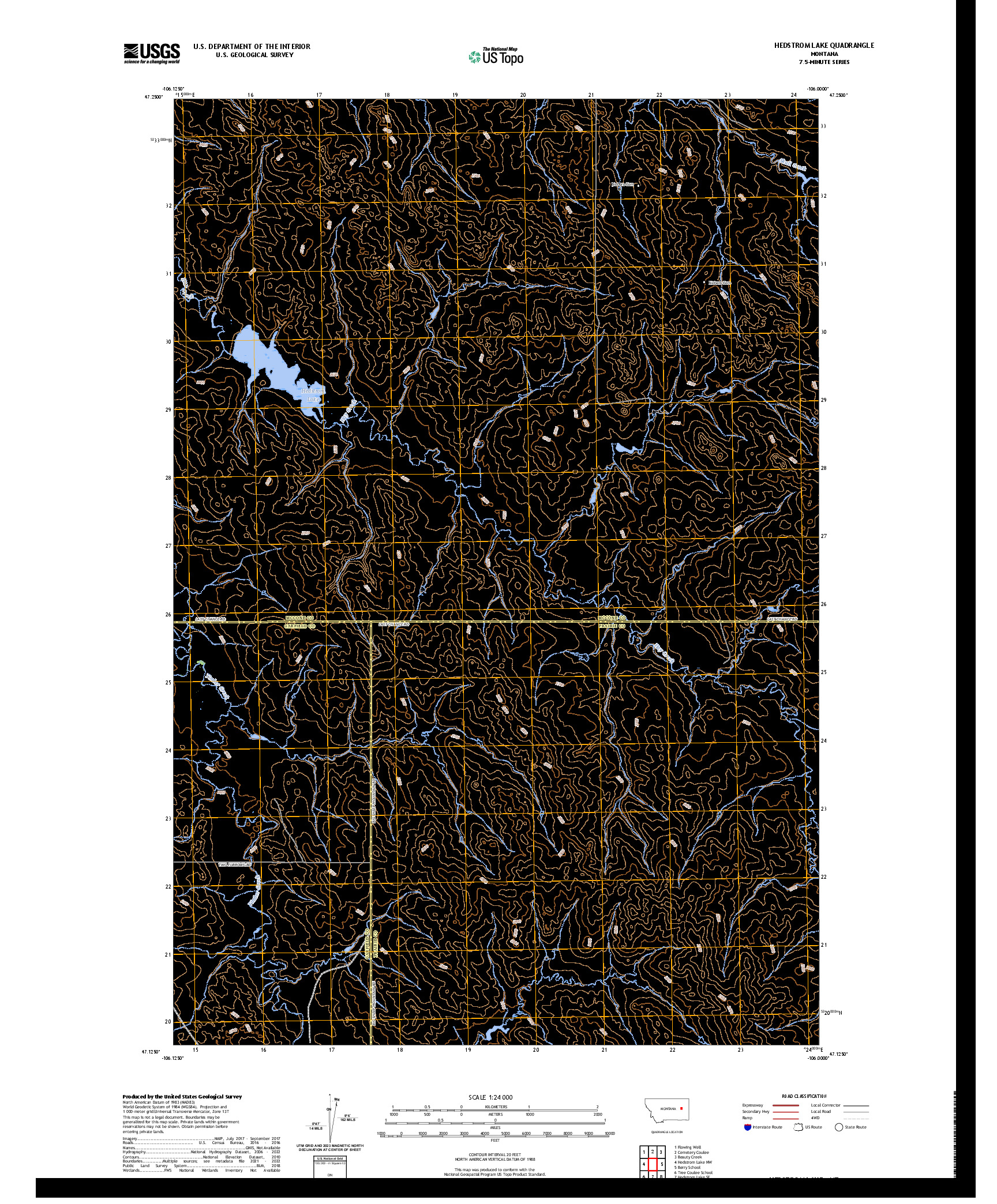 US TOPO 7.5-MINUTE MAP FOR HEDSTROM LAKE, MT