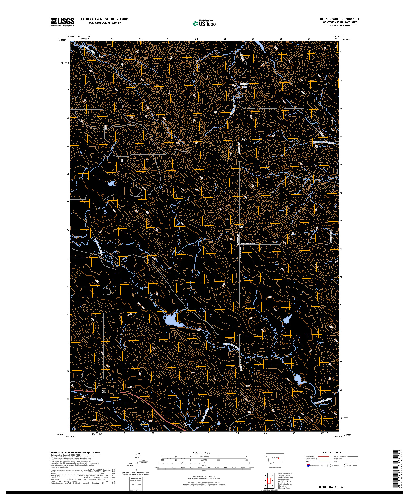 US TOPO 7.5-MINUTE MAP FOR HECKER RANCH, MT