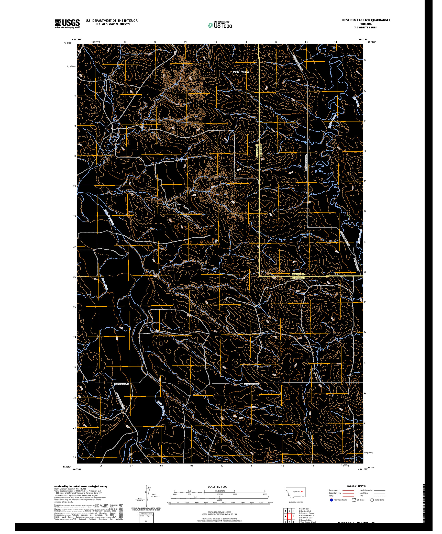 US TOPO 7.5-MINUTE MAP FOR HEDSTROM LAKE NW, MT