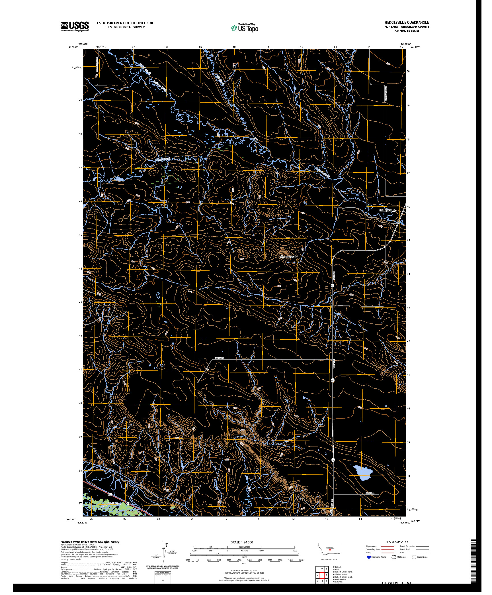 US TOPO 7.5-MINUTE MAP FOR HEDGESVILLE, MT