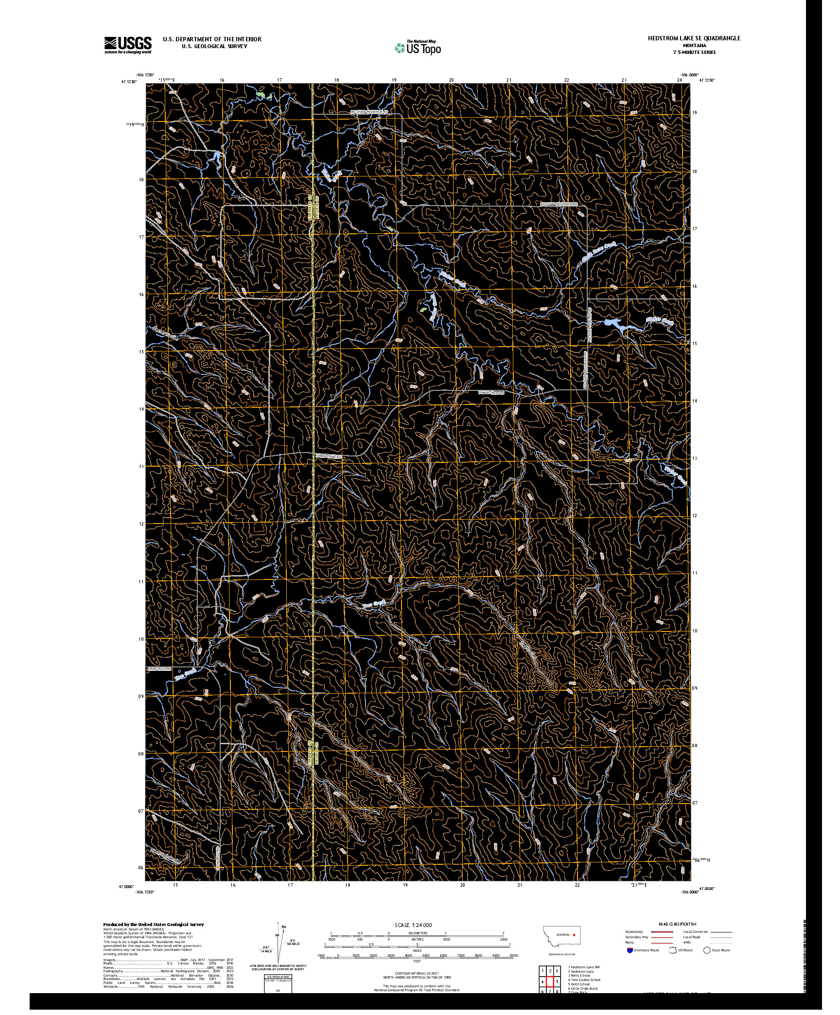 US TOPO 7.5-MINUTE MAP FOR HEDSTROM LAKE SE, MT