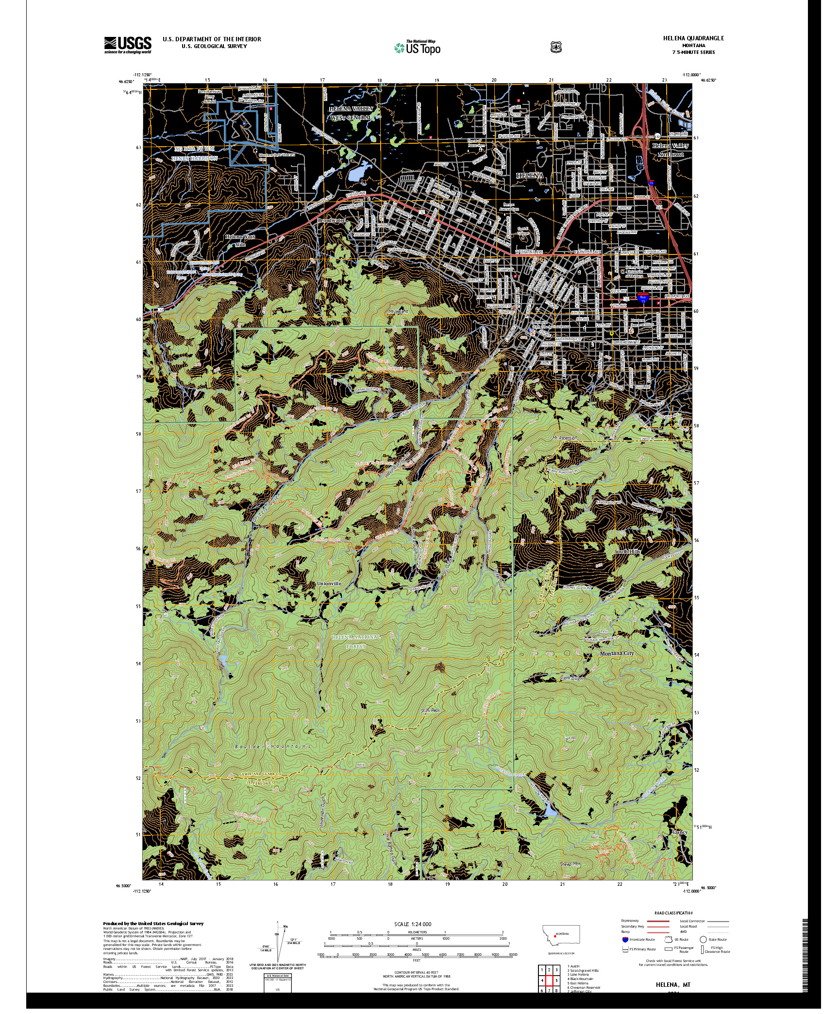 US TOPO 7.5-MINUTE MAP FOR HELENA, MT