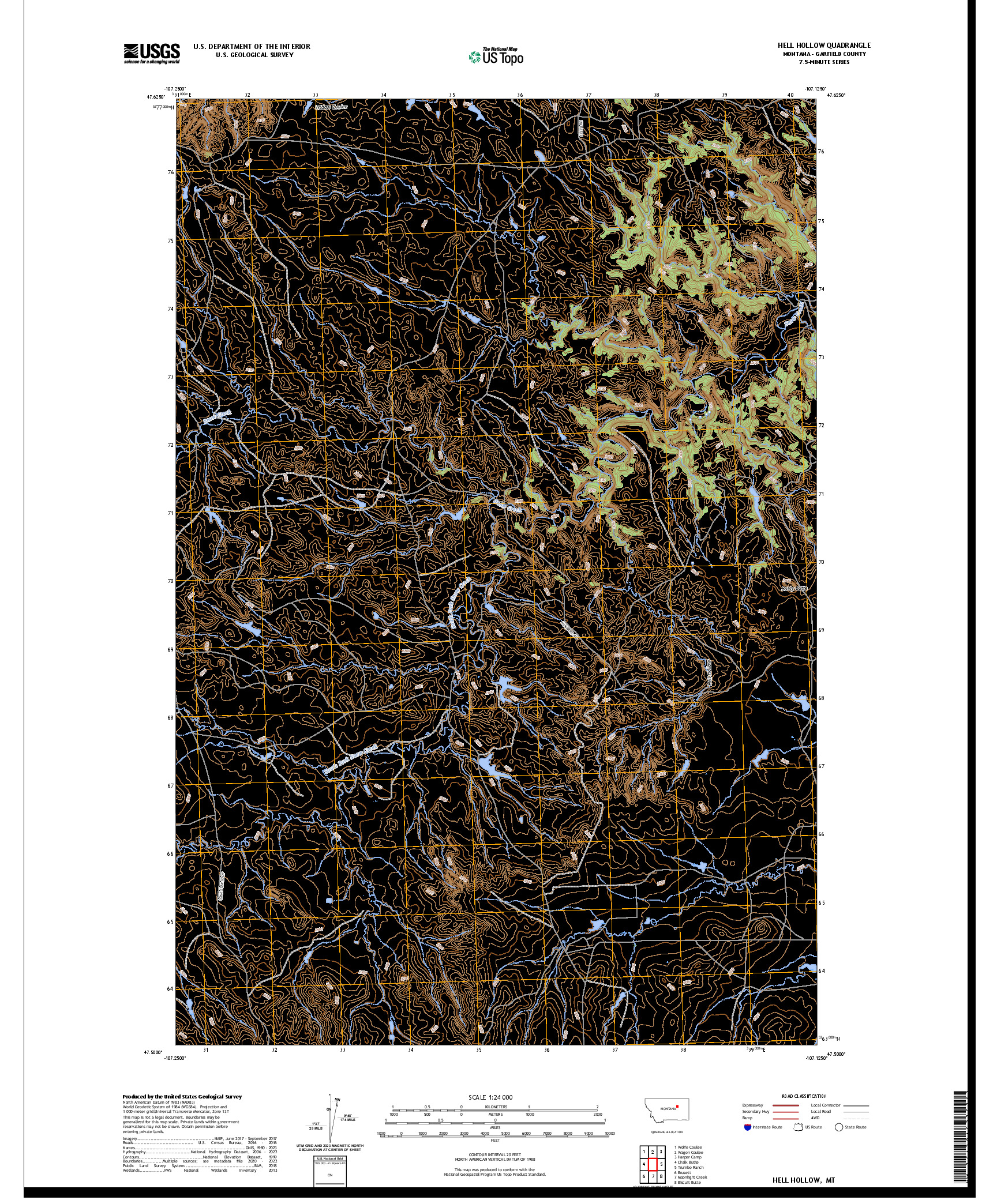 US TOPO 7.5-MINUTE MAP FOR HELL HOLLOW, MT