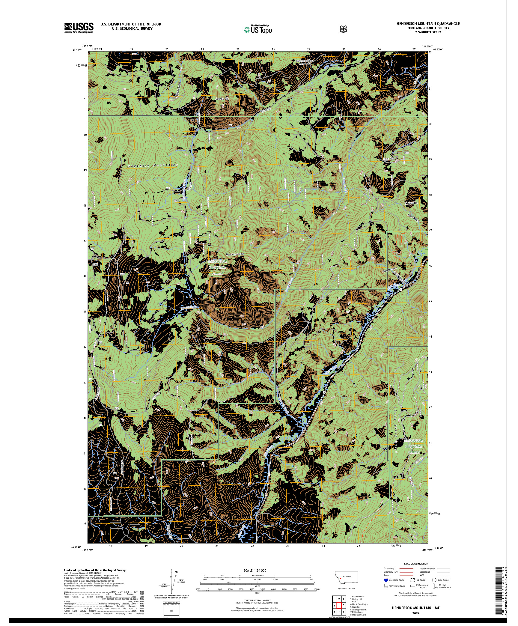 US TOPO 7.5-MINUTE MAP FOR HENDERSON MOUNTAIN, MT